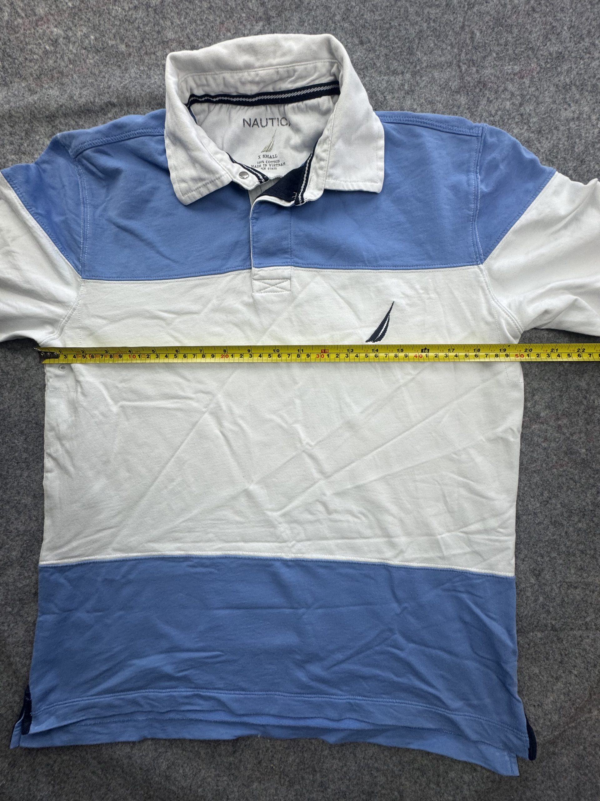 Nautica Blue & White Rugby Polo X Small Long Sleeve Cotton image 4