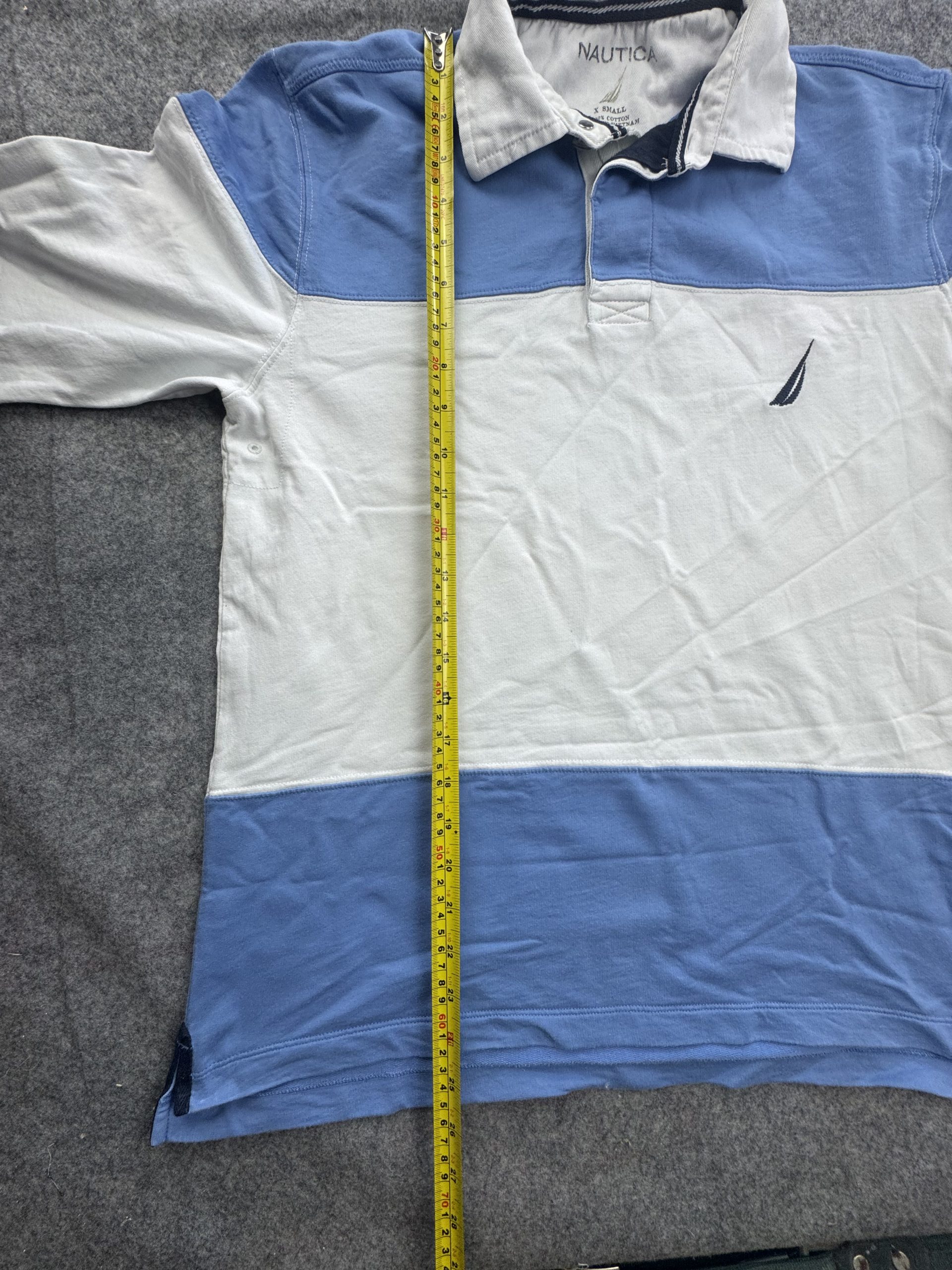 Nautica Blue & White Rugby Polo X Small Long Sleeve Cotton image 5