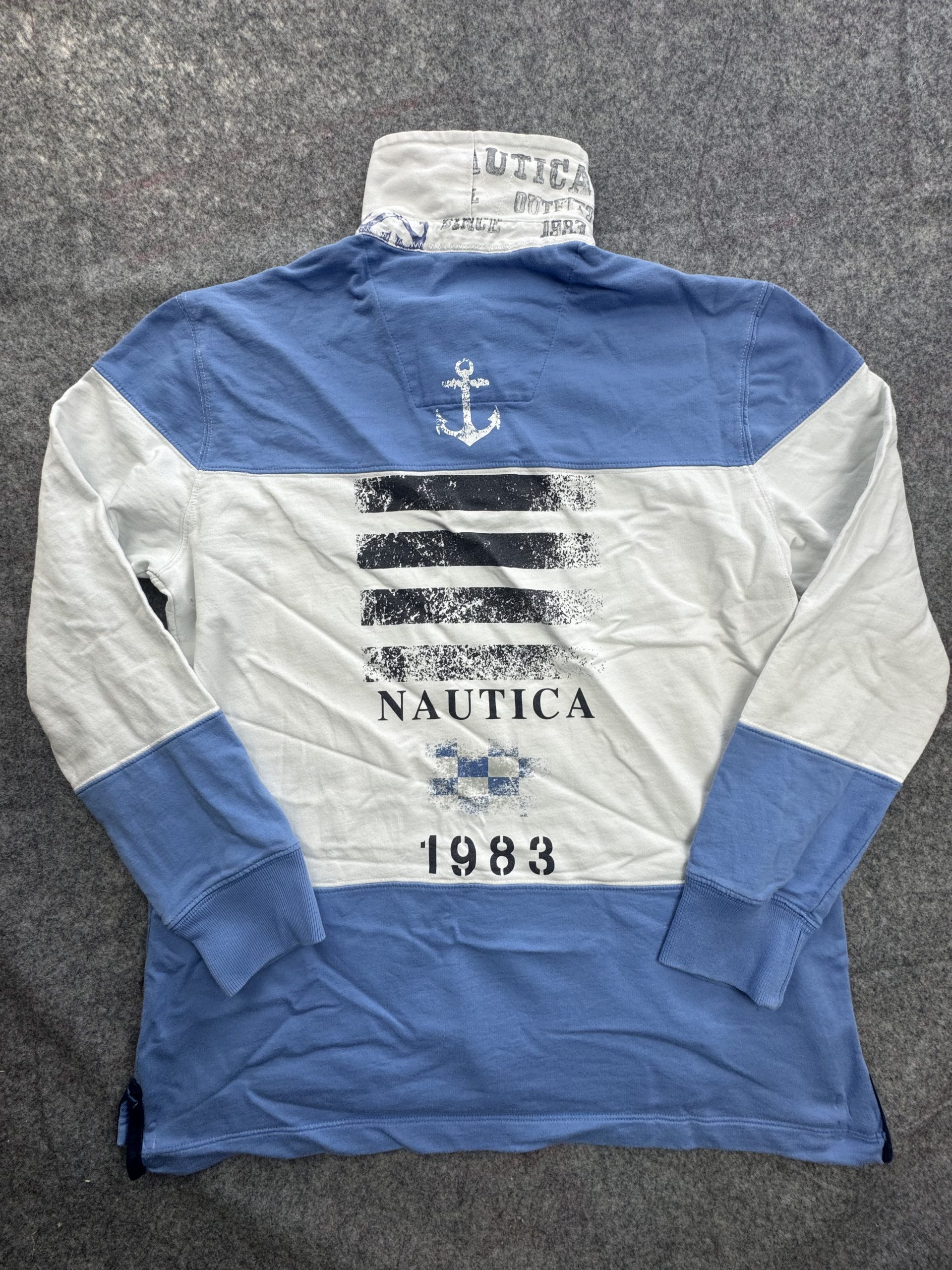 Nautica Blue & White Rugby Polo X Small Long Sleeve Cotton image 6