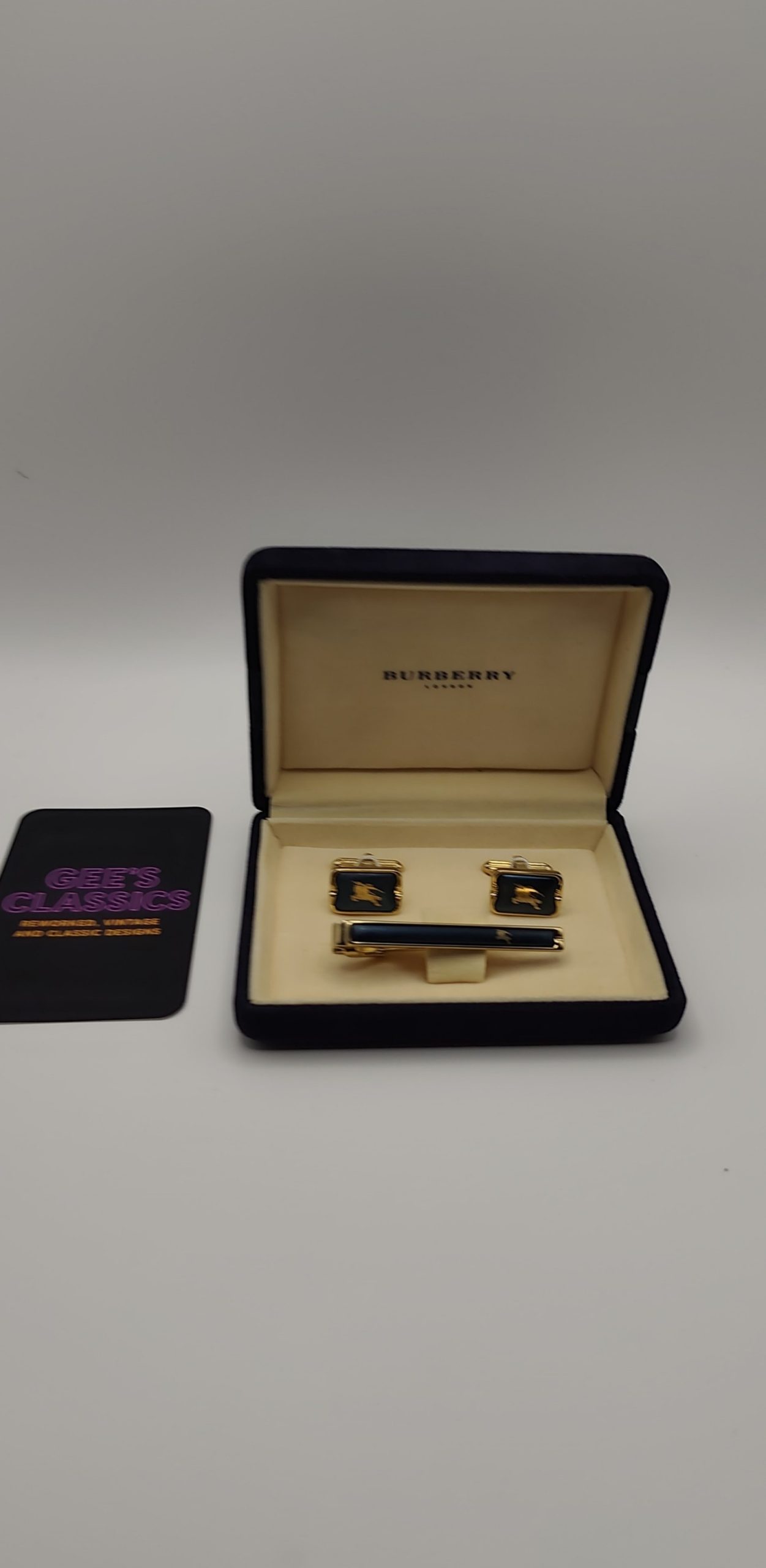 Burberry Black & Gold Tie Clip & Cufflinks Set image 2