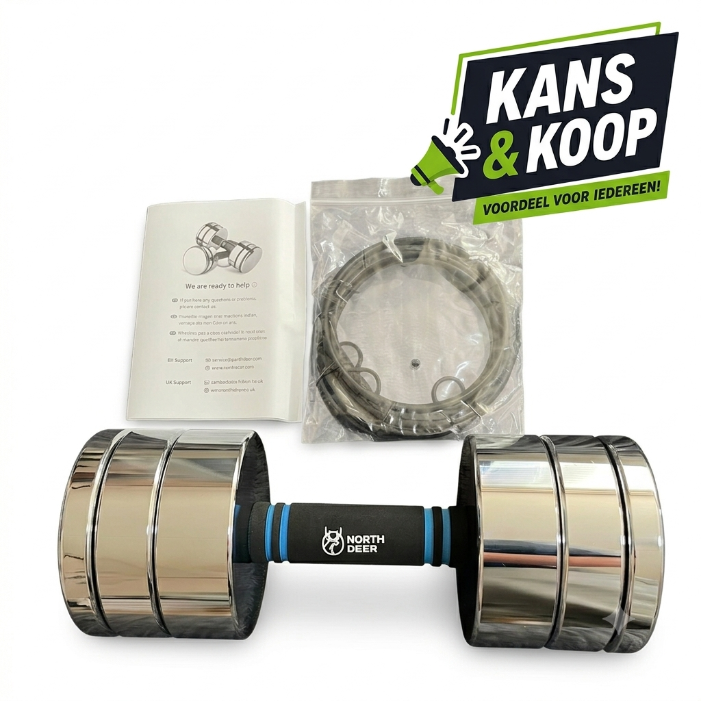 Northdeer Luxe Stalen Halterset 15 kg Ultracompacte Verstelbare Dumbbell