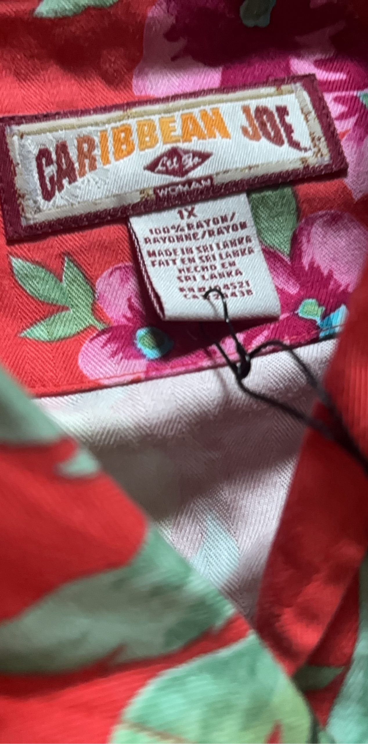Caribbean Joe Red Floral Rayon Top Woman 1X image 3