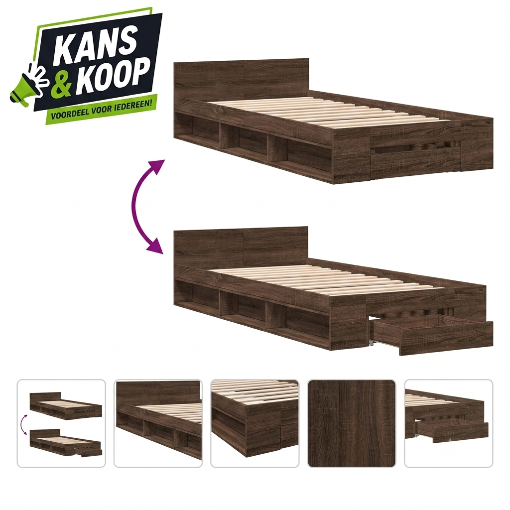 Stijlvol Eenpersoonsbed 90x200 cmOpbergvakken & Lade