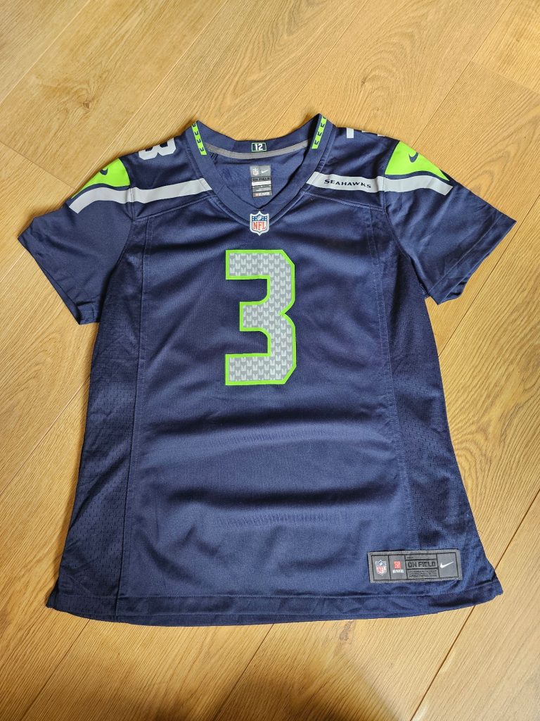 Nike Navy & Green Seahawks NFL On Field Jersey Womens Large Russell Wilson