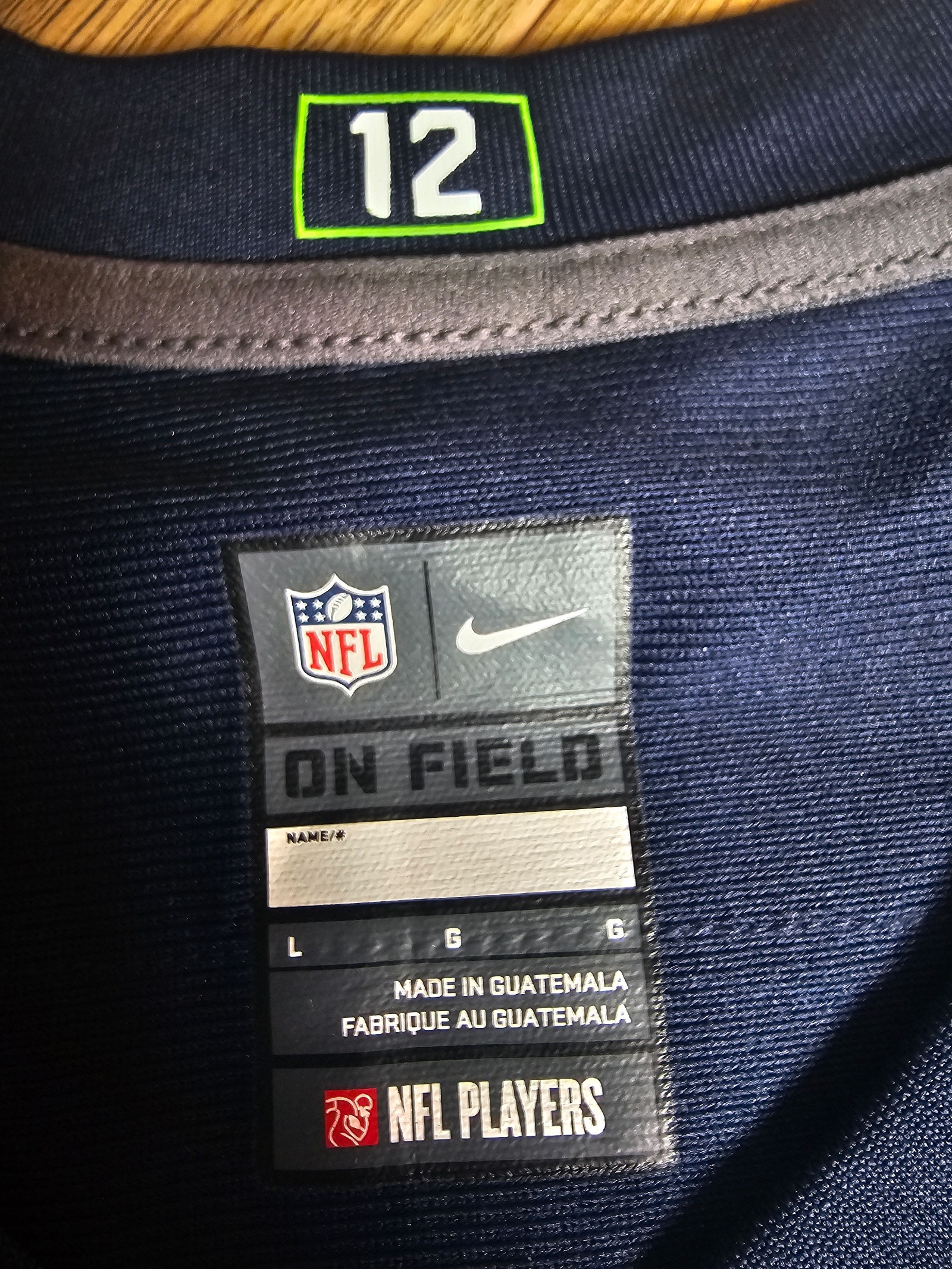 Nike Navy & Green Seahawks NFL On Field Jersey Womens Large Russell Wilson image 4