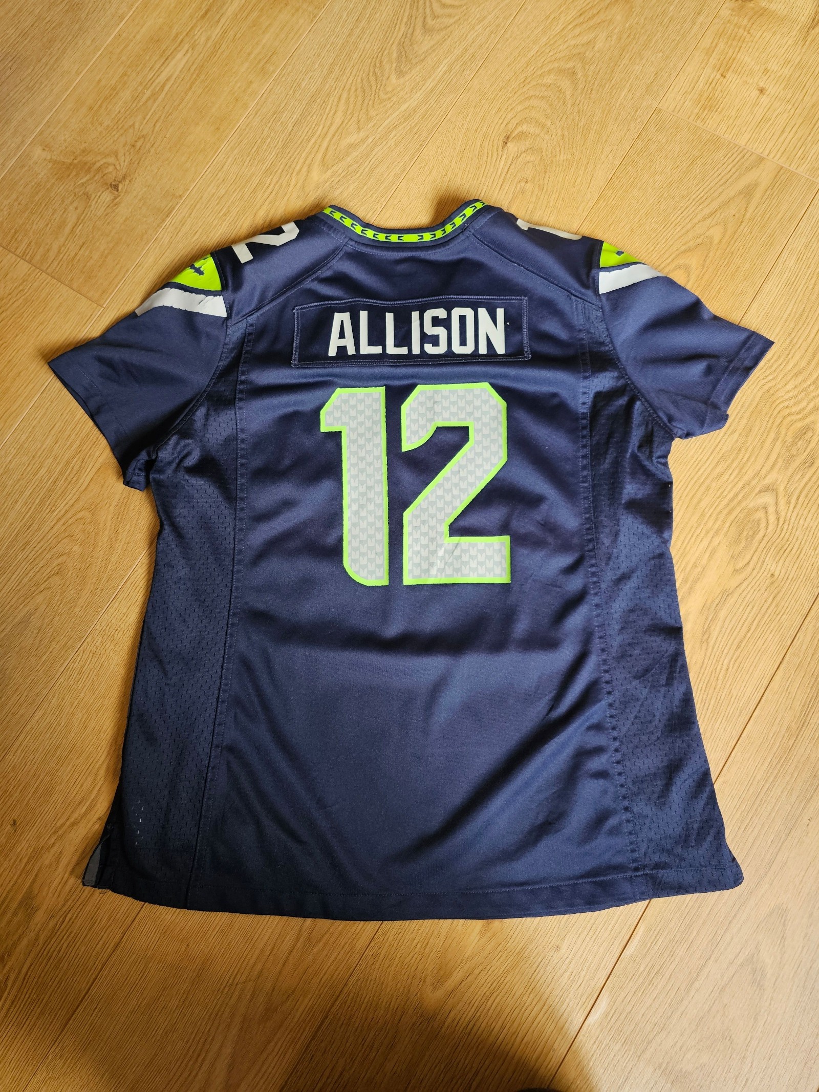 NFL Personalised Navy & Green Seattle Seahawks Jersey Womens XL On Field image 6