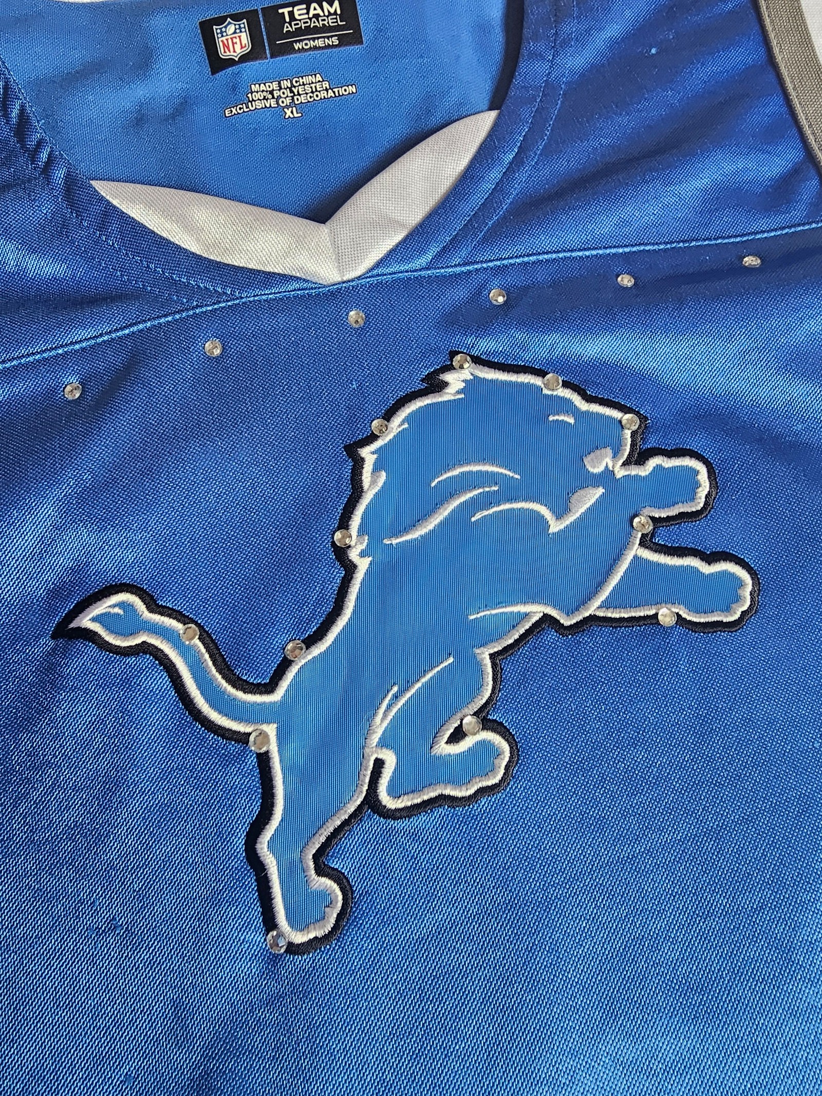 NFL Deteoit Lions Team Apparel Blue Womens Football Jersey XL image 2