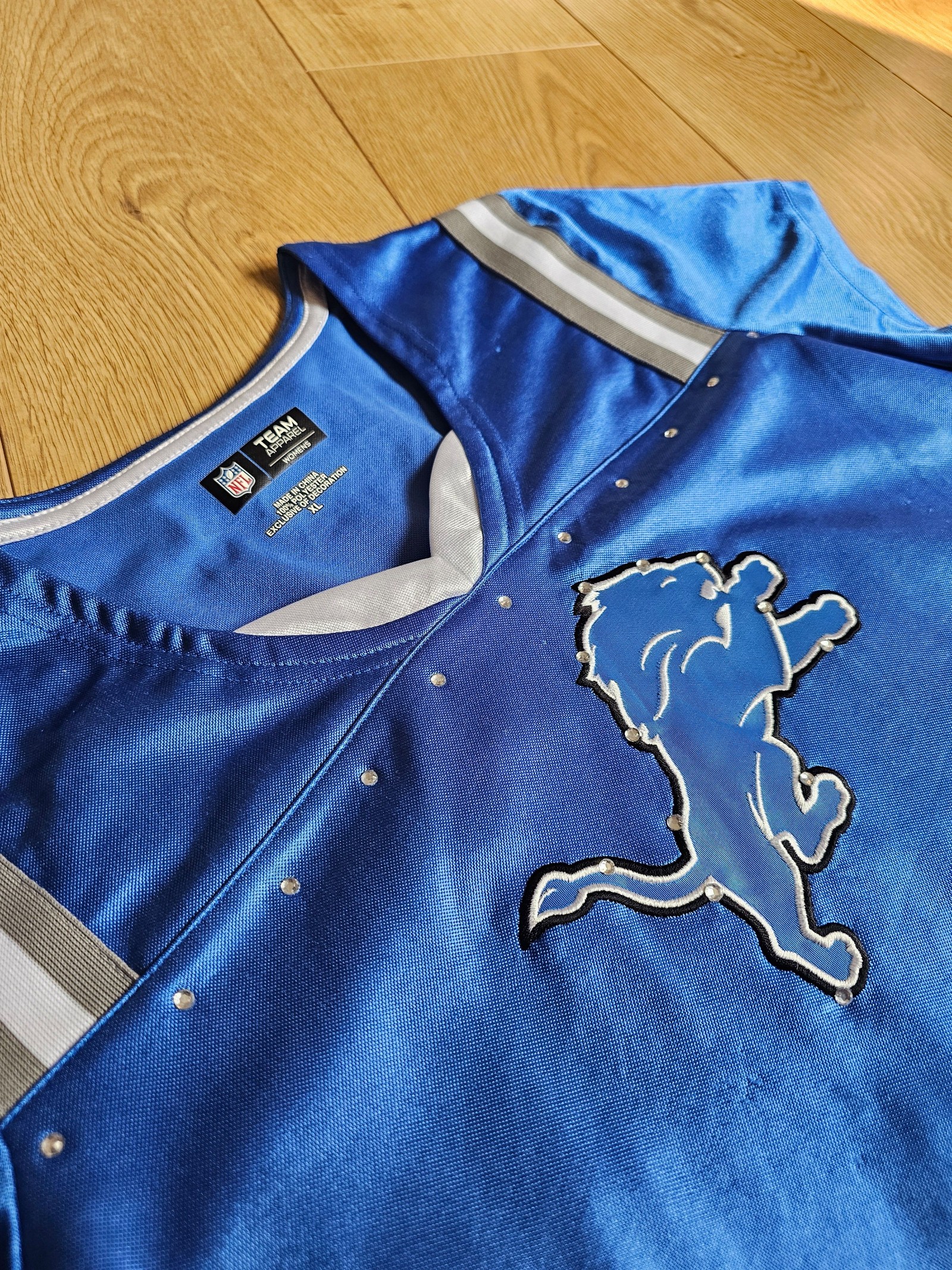 NFL Deteoit Lions Team Apparel Blue Womens Football Jersey XL image 4