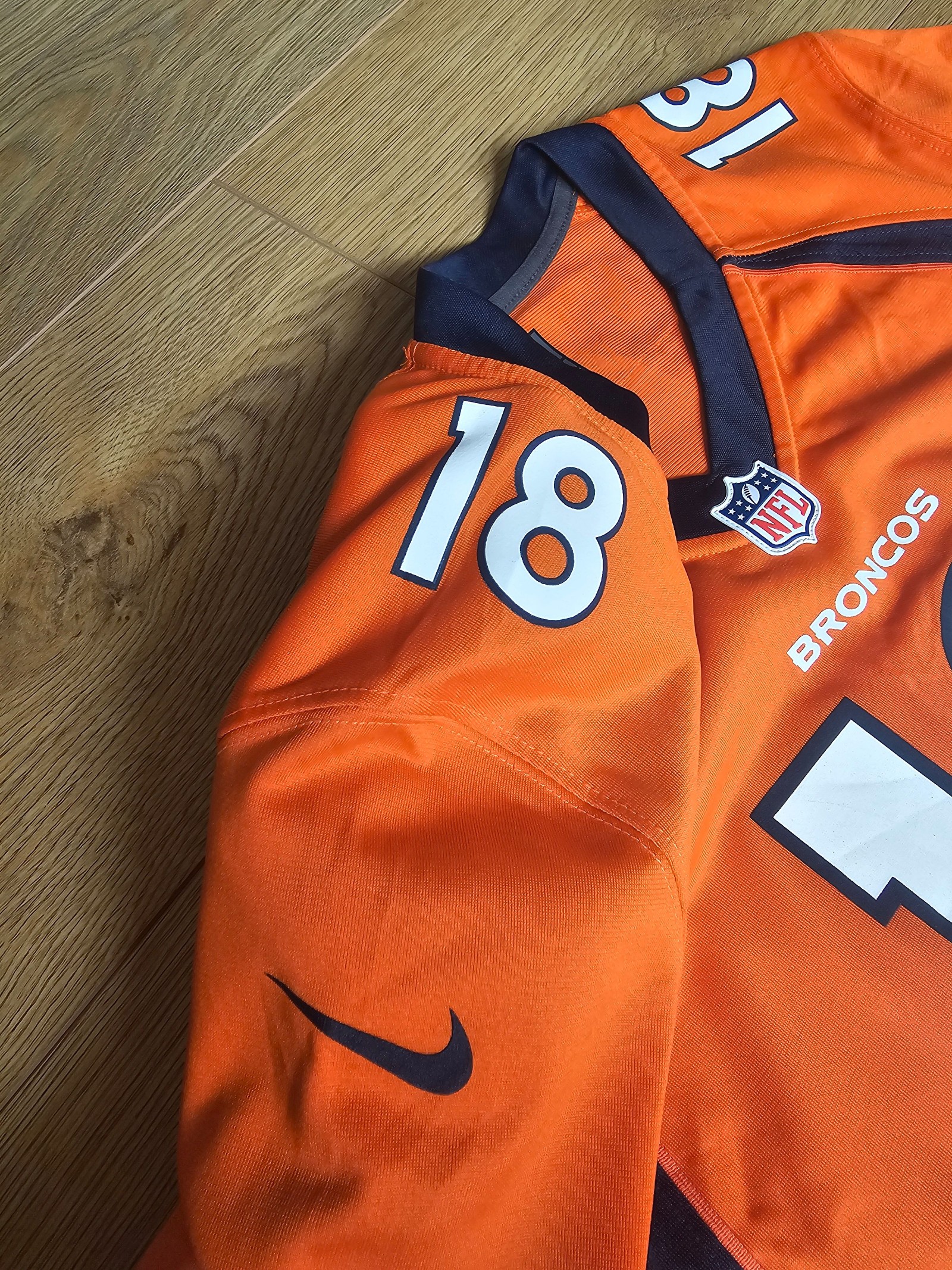 NFL Peyton Manning Orange & Navy Denver Broncos On Field Jersey XL Womens image 6