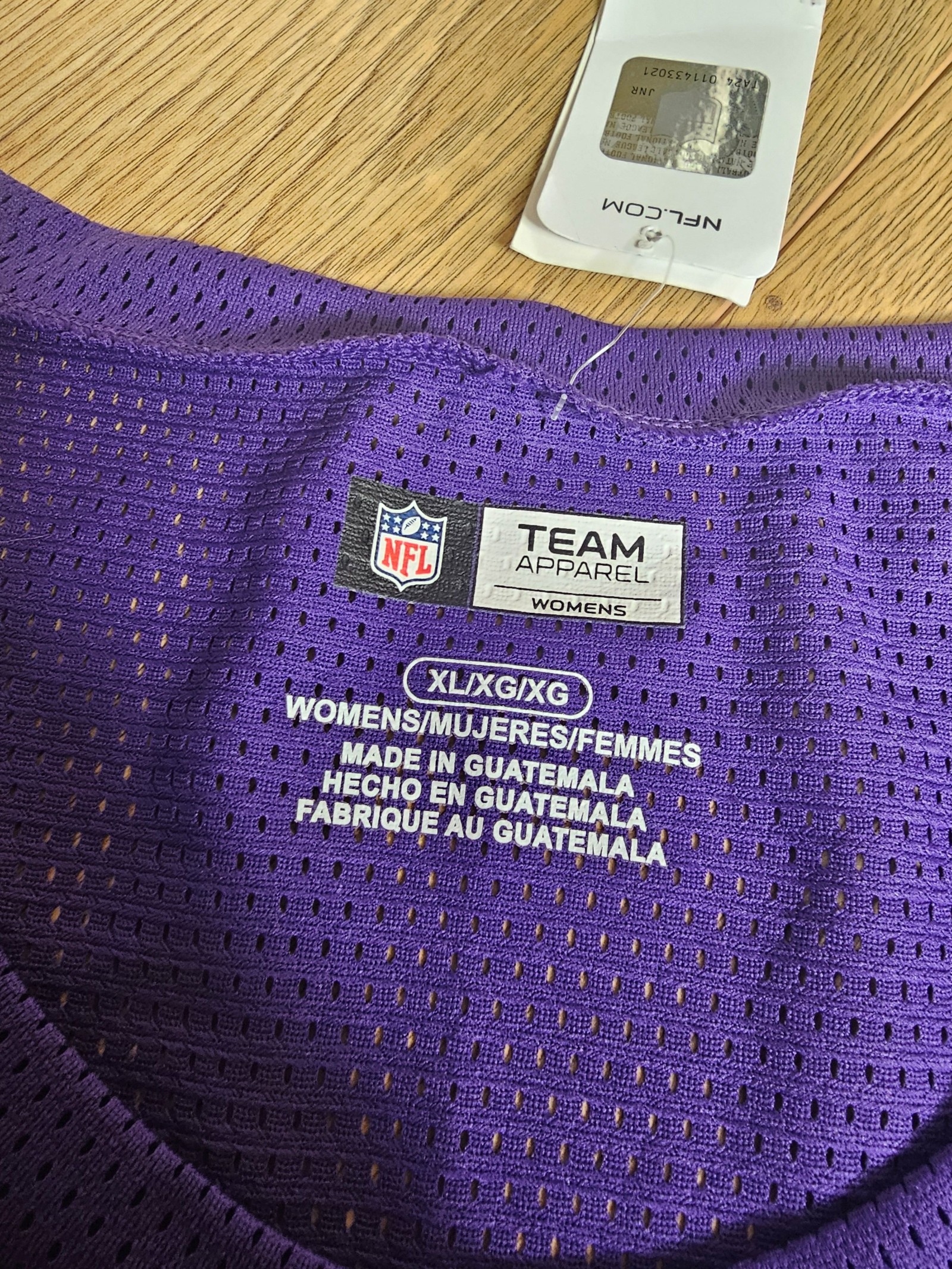 NFL Purple Minnesota Vikings Women's Mesh Jersey XL image 3