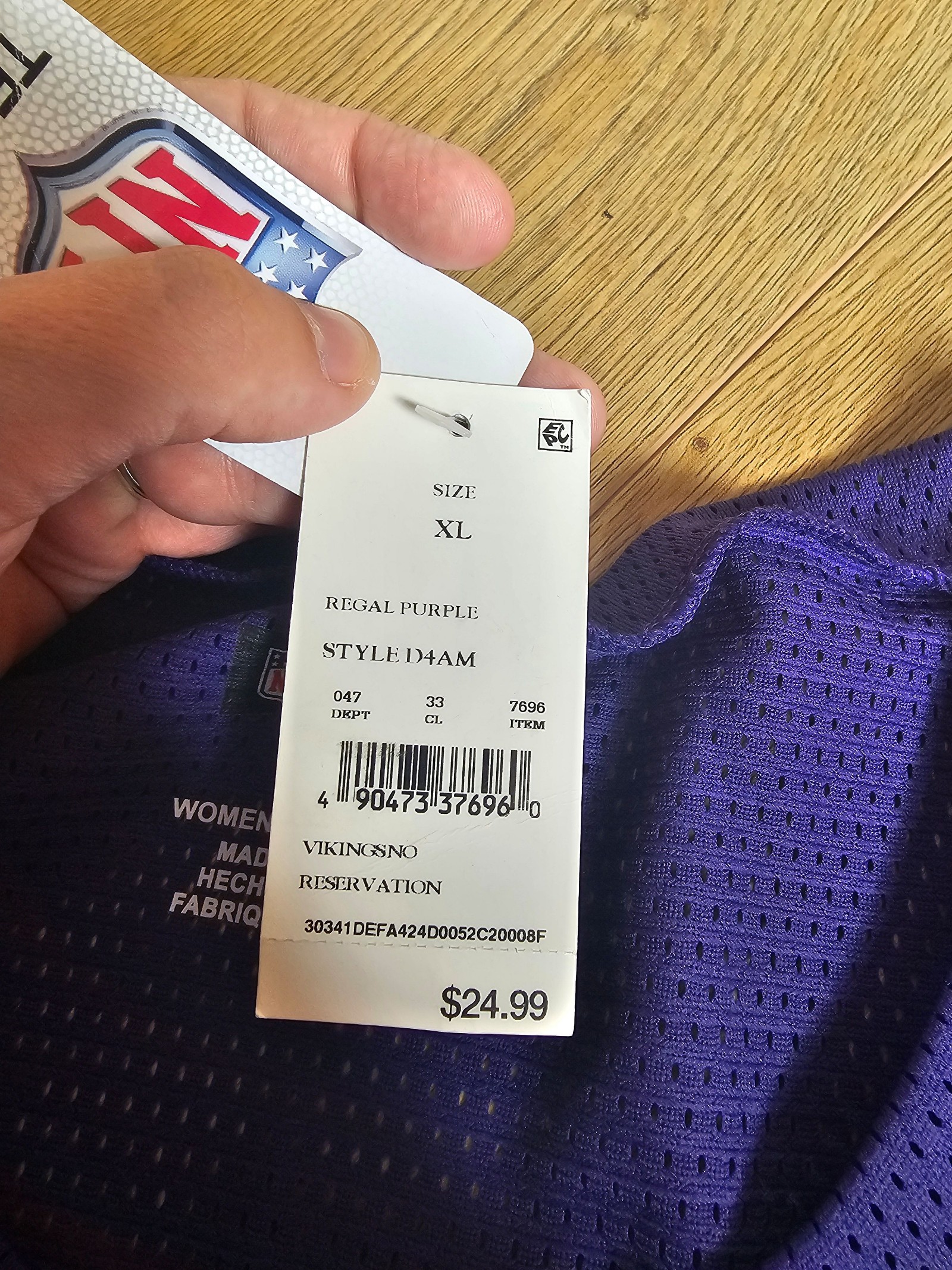 NFL Purple Minnesota Vikings Women's Mesh Jersey XL image 5