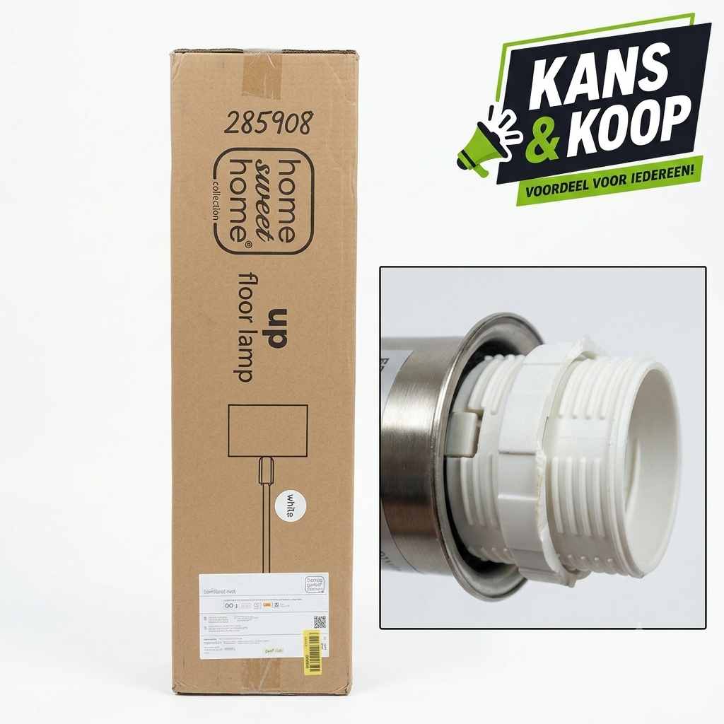 Moderne Vloerlamp / Schemerlamp met Leeslamp – Mat Satin & Witte Kap image 2