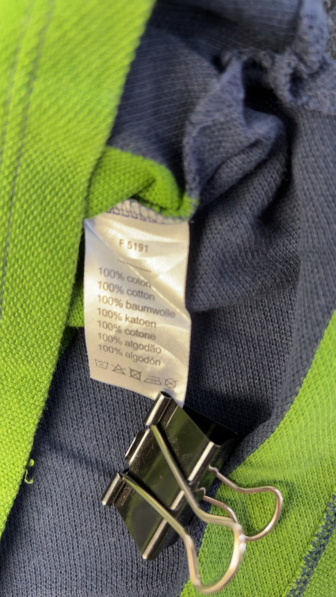 Lacoste Green & Navy Blue Striped Long Sleeve Polo Shirt Size 16 image 4