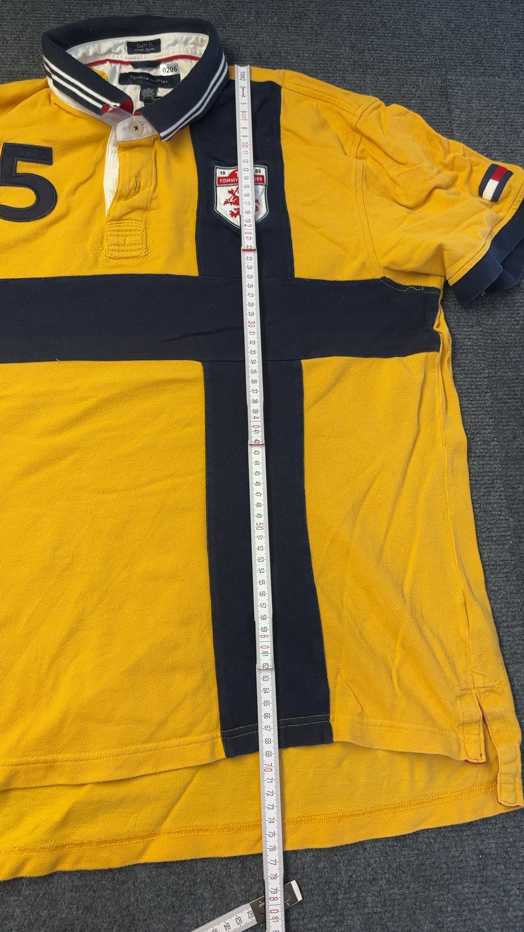 Tommy Hilfiger Yellow & Navy Polo Shirt XL Custom Fit image 7