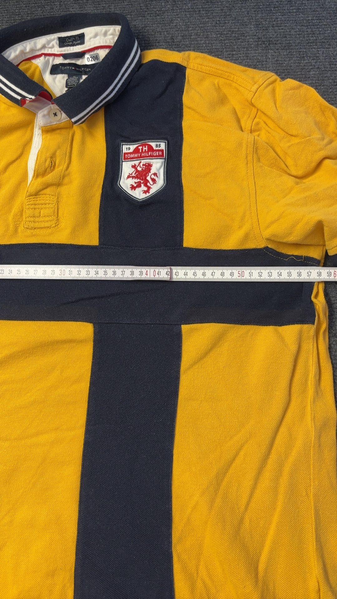 Tommy Hilfiger Yellow & Navy Polo Shirt XL Custom Fit image 8