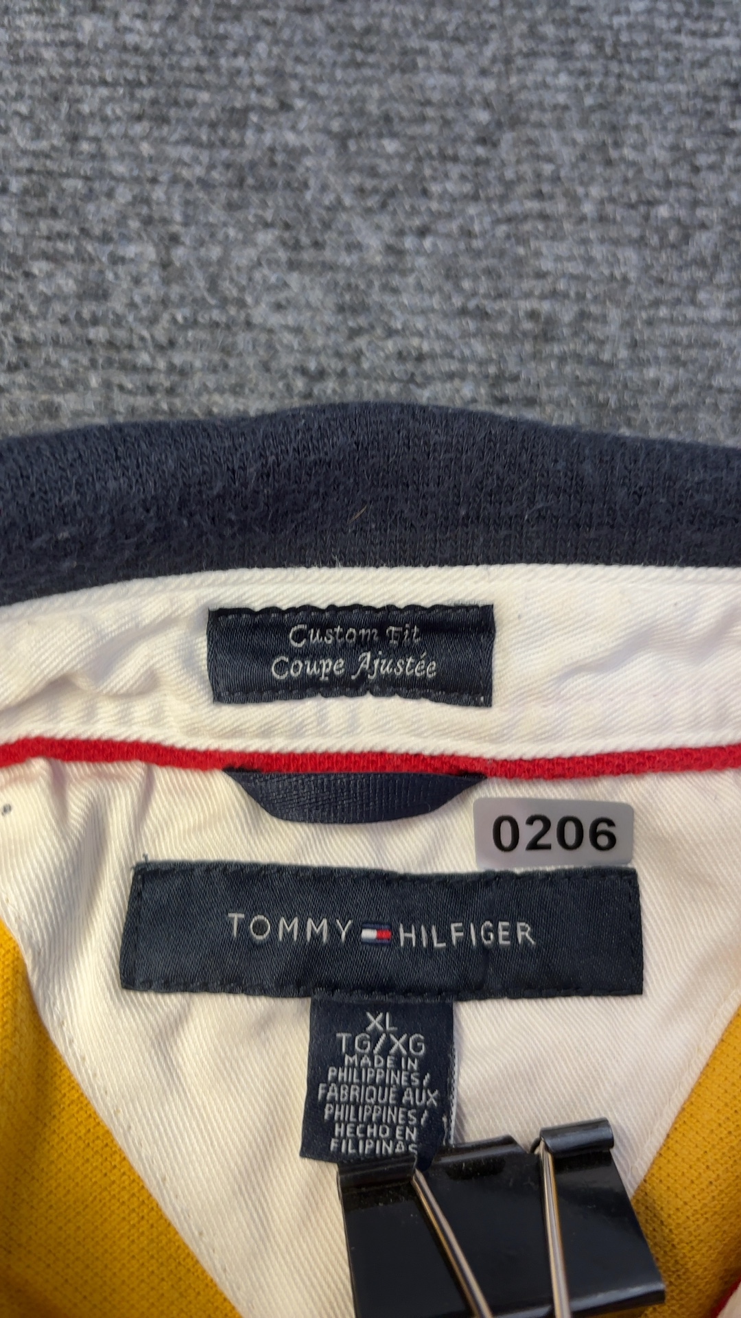Tommy Hilfiger Yellow & Navy Polo Shirt XL Custom Fit image 3