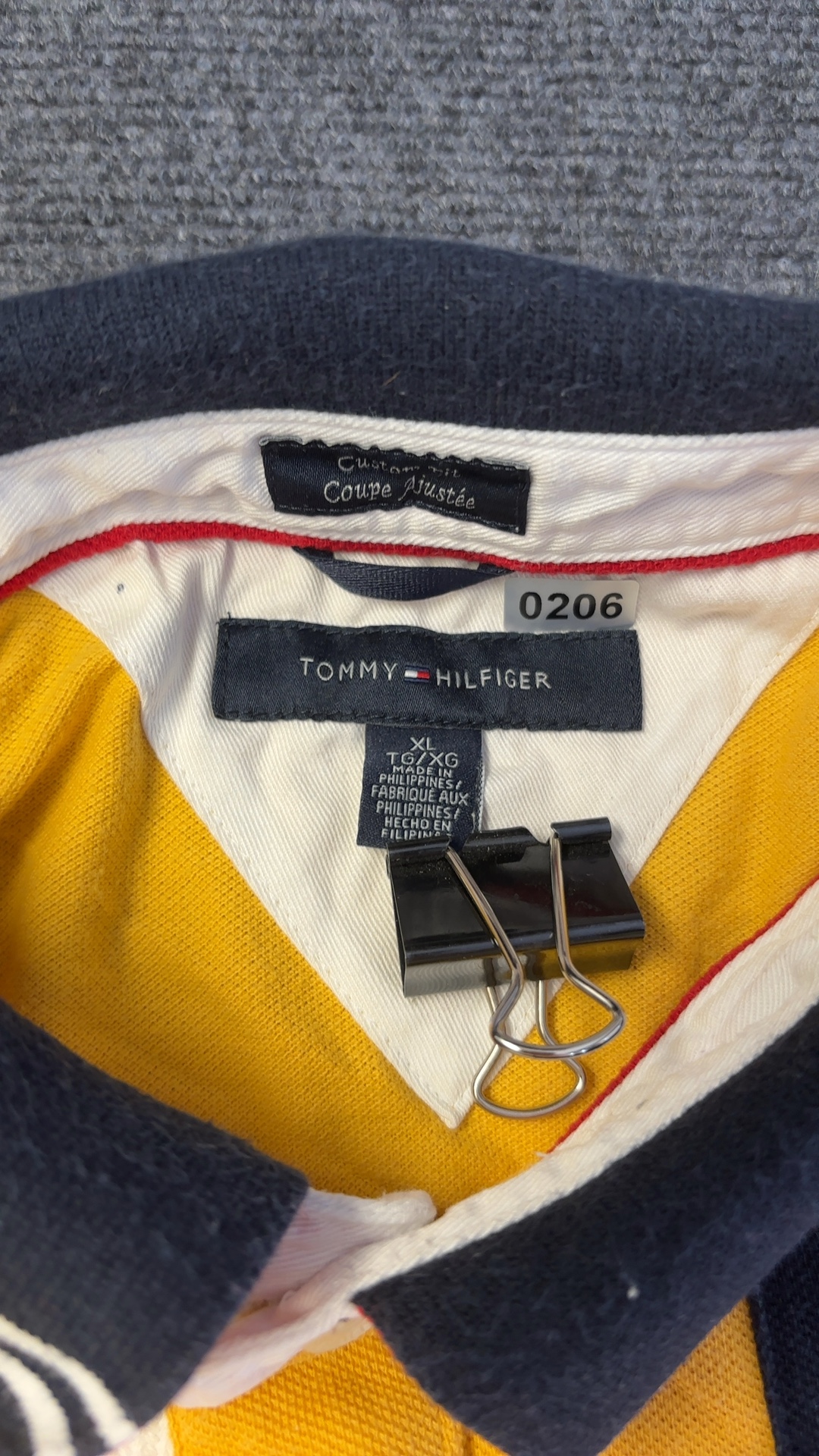 Tommy Hilfiger Yellow & Navy Polo Shirt XL Custom Fit image 4
