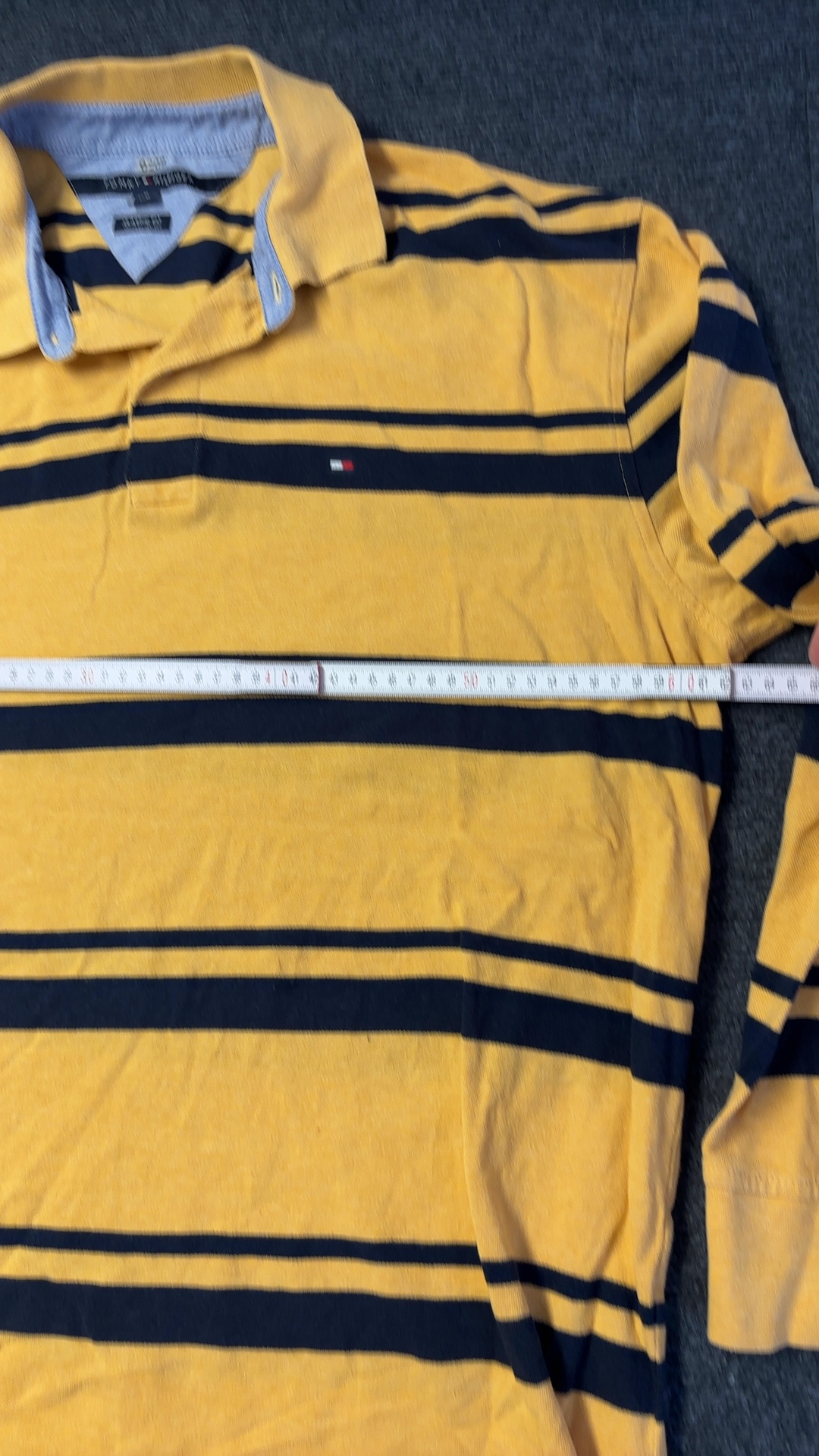 Tommy Hilfiger Yellow & Navy Striped Polo Shirt XL Classic Fit image 5