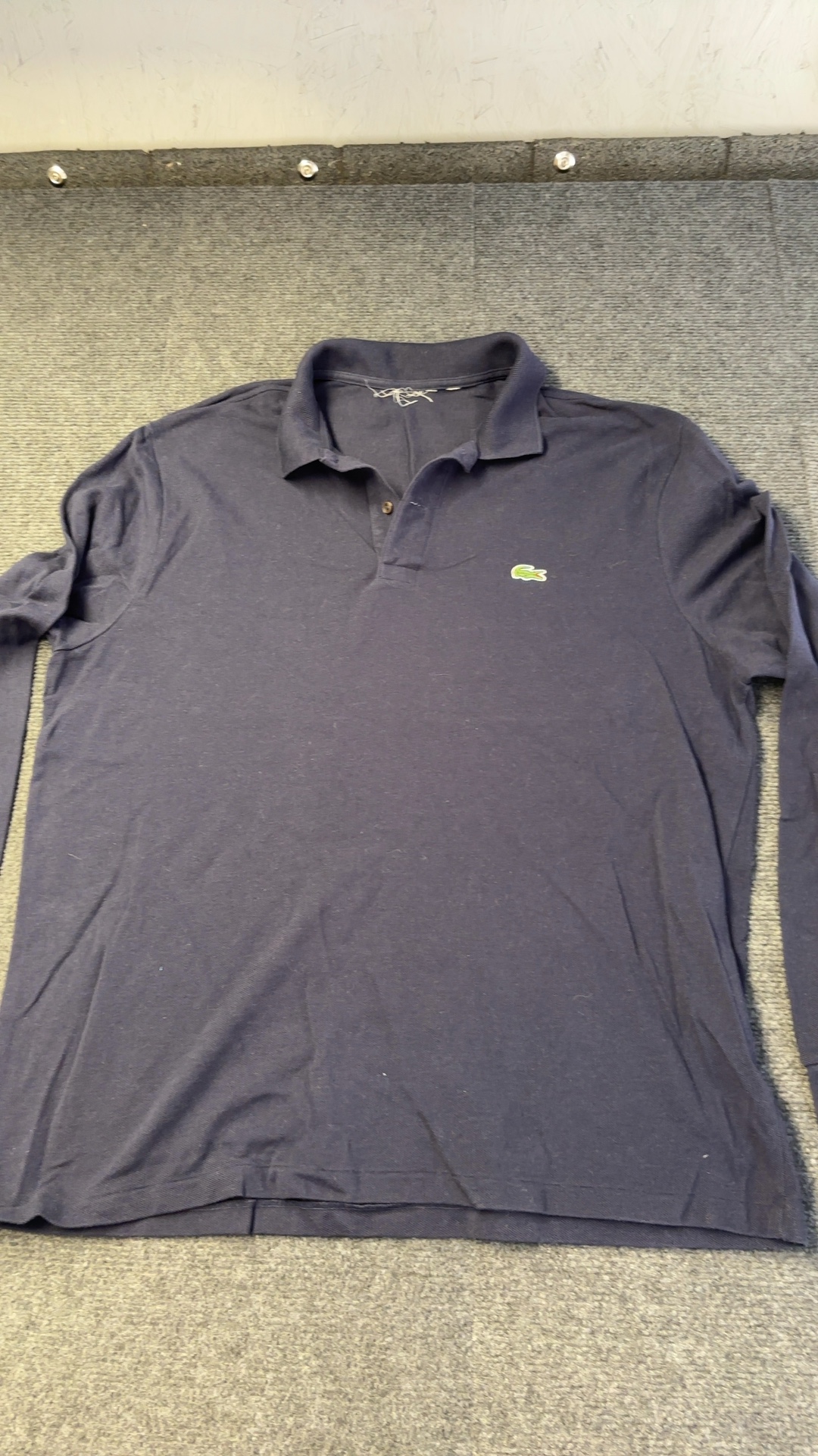 Lacoste Navy Blue Long Sleeve Polo Shirt Large Classic Crocodile Logo