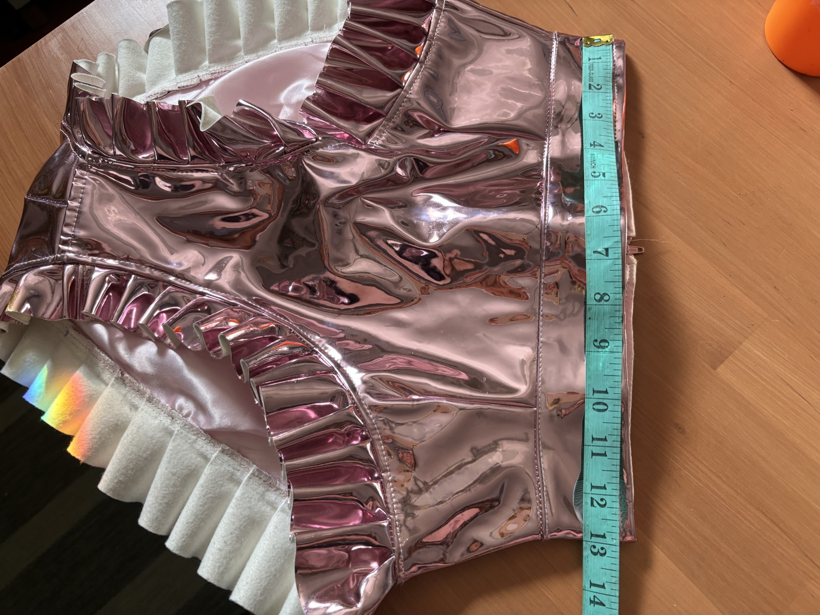 CHAR HOUSTON Rose Gold Metallic Ruffle High Waist Shorts XS image 5