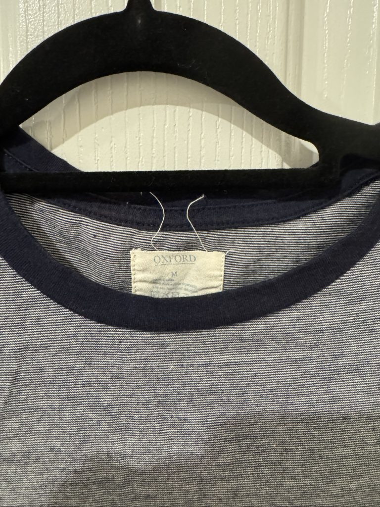 Oxford Navy & Grey Stripe T-Shirt Medium