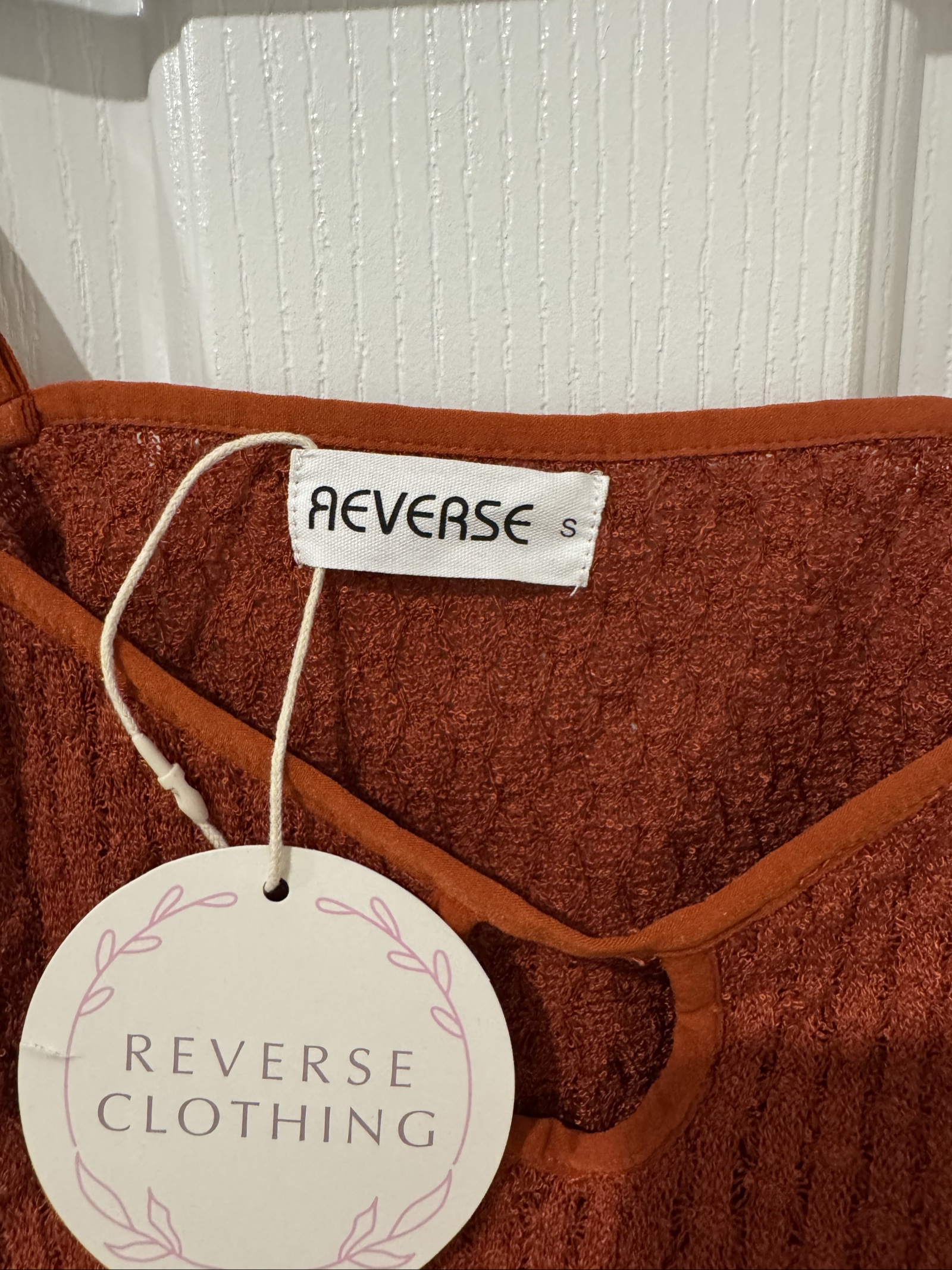 Reverse Clothing Rust Orange Textured Knit Crop Top Small image 2