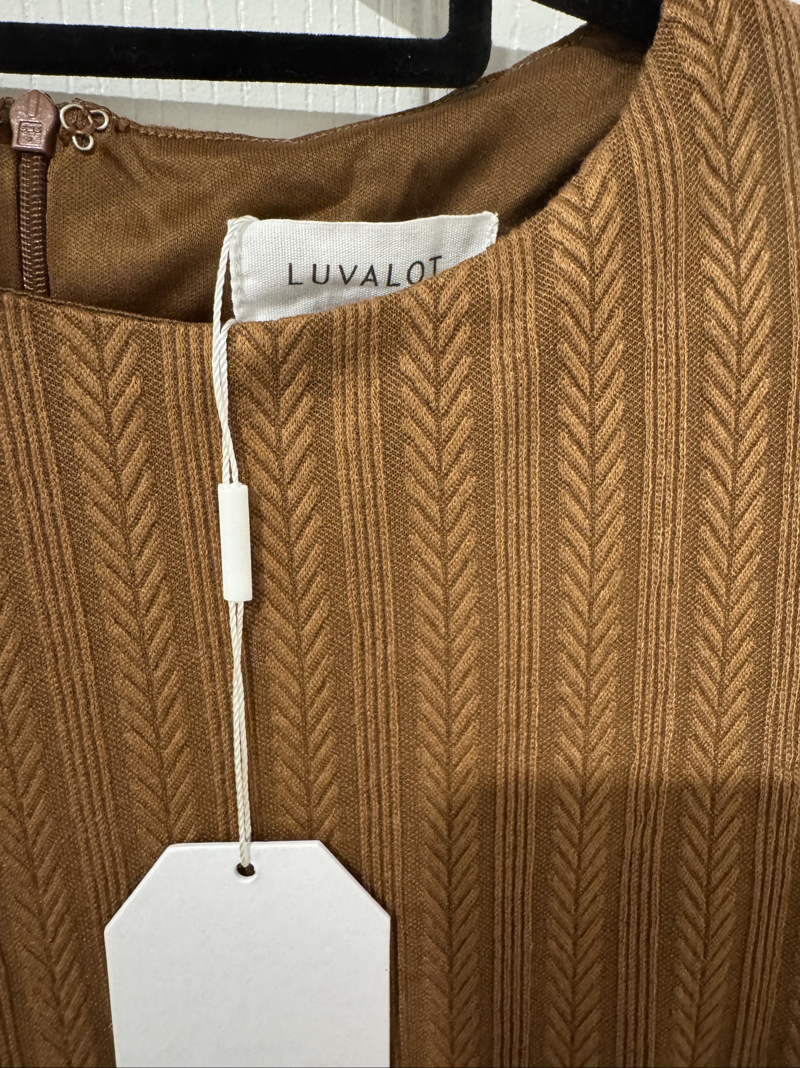 Luvalot Brown Patterned Midi Dress Size 14 Long Sleeve image 2