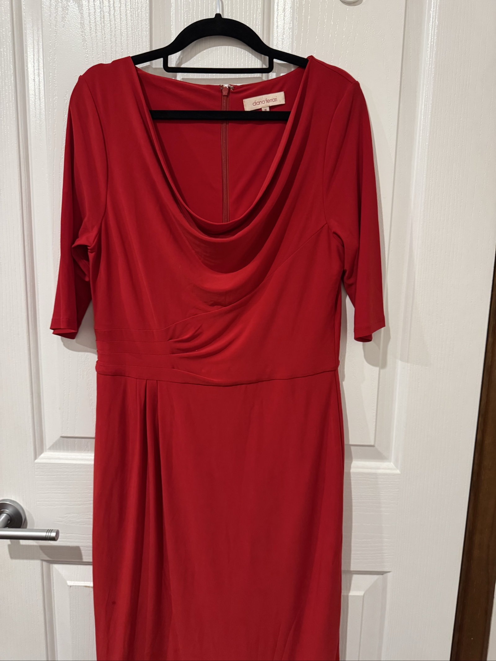 Diana Ferrari Red Draped Neck Dress Medium
