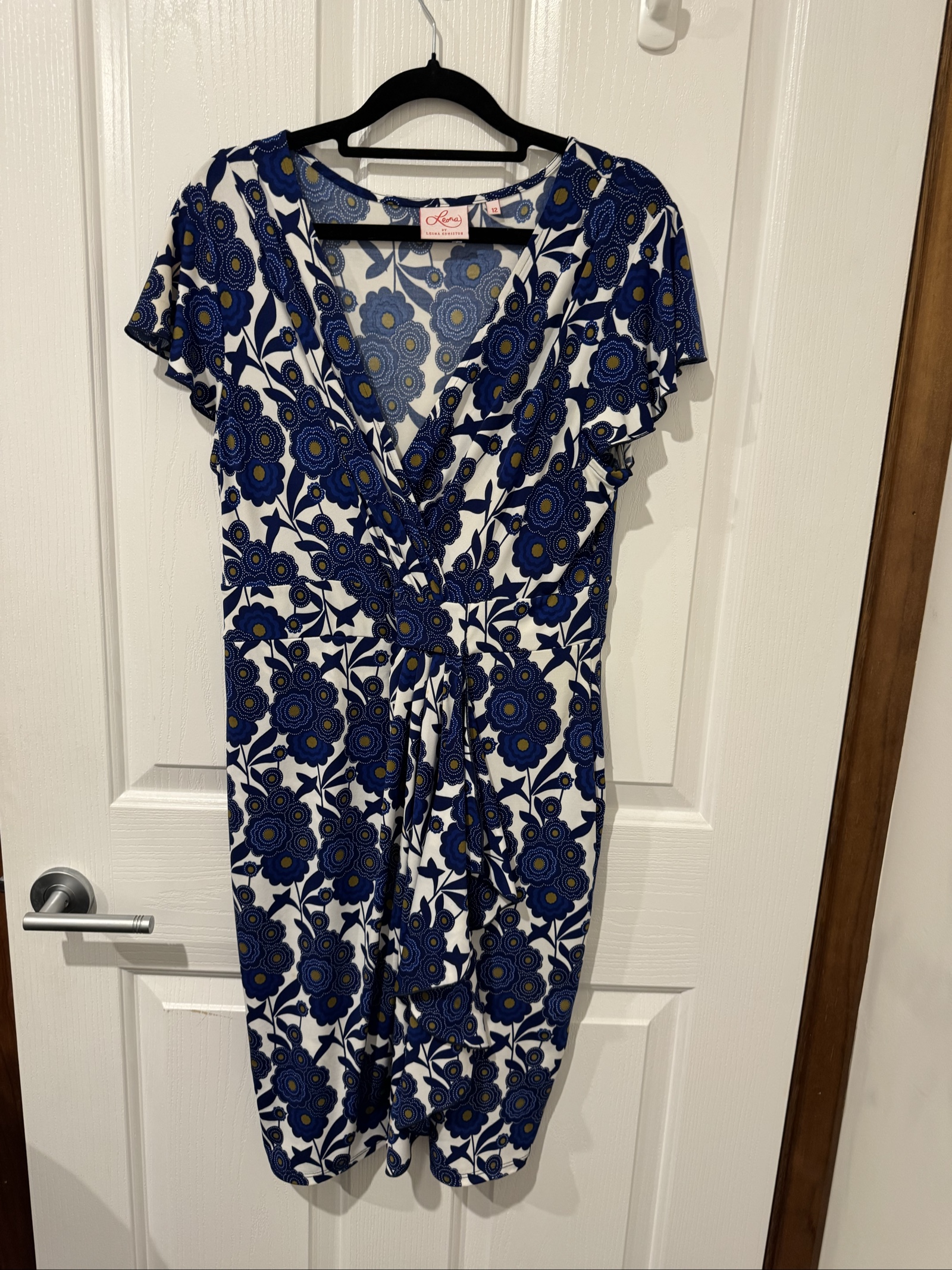 Leona Blue & White Floral Wrap Dress UK 12