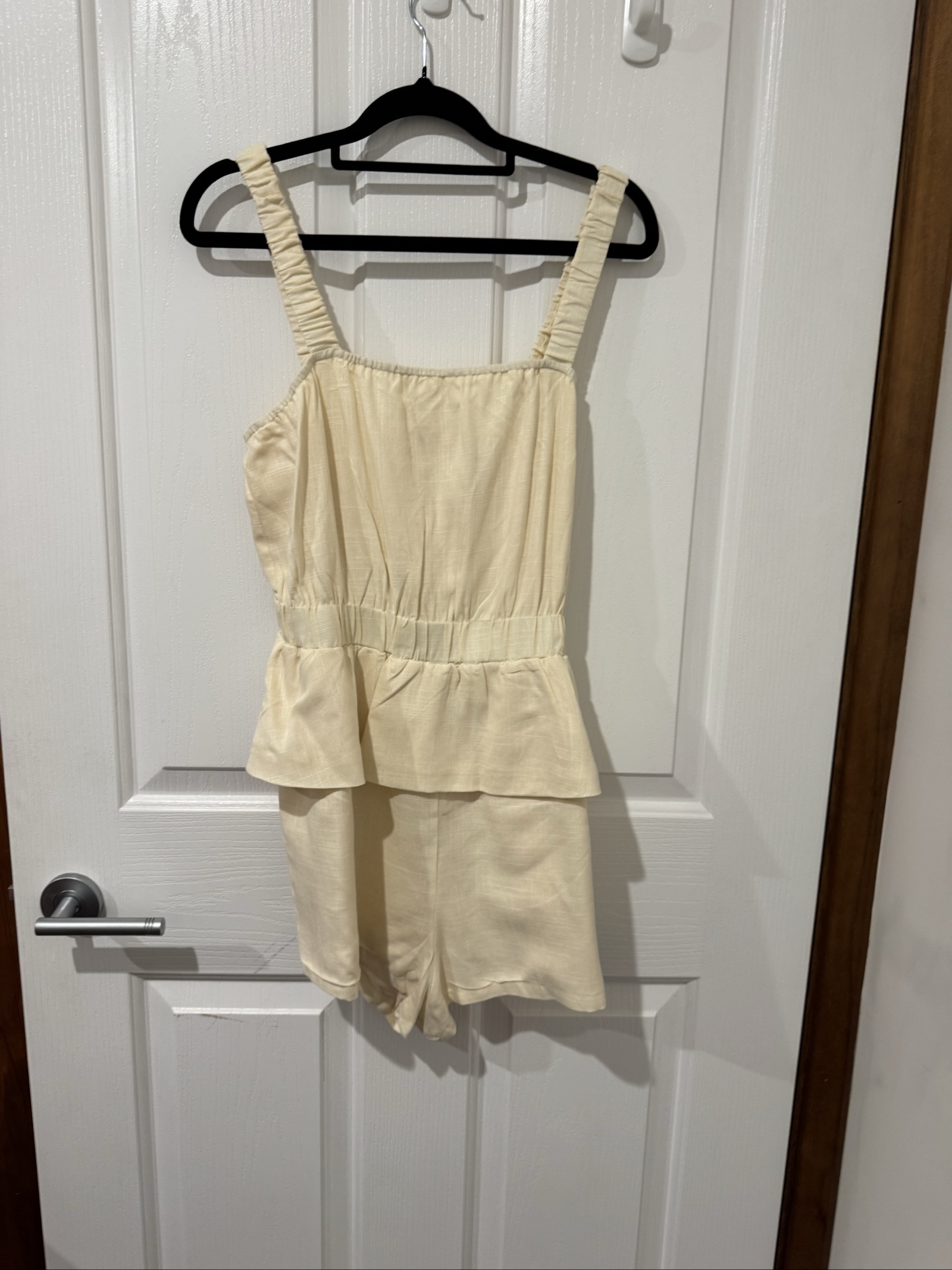 Indi Luxe Cream Peplum Playsuit AU 12 US L Elastic Waist