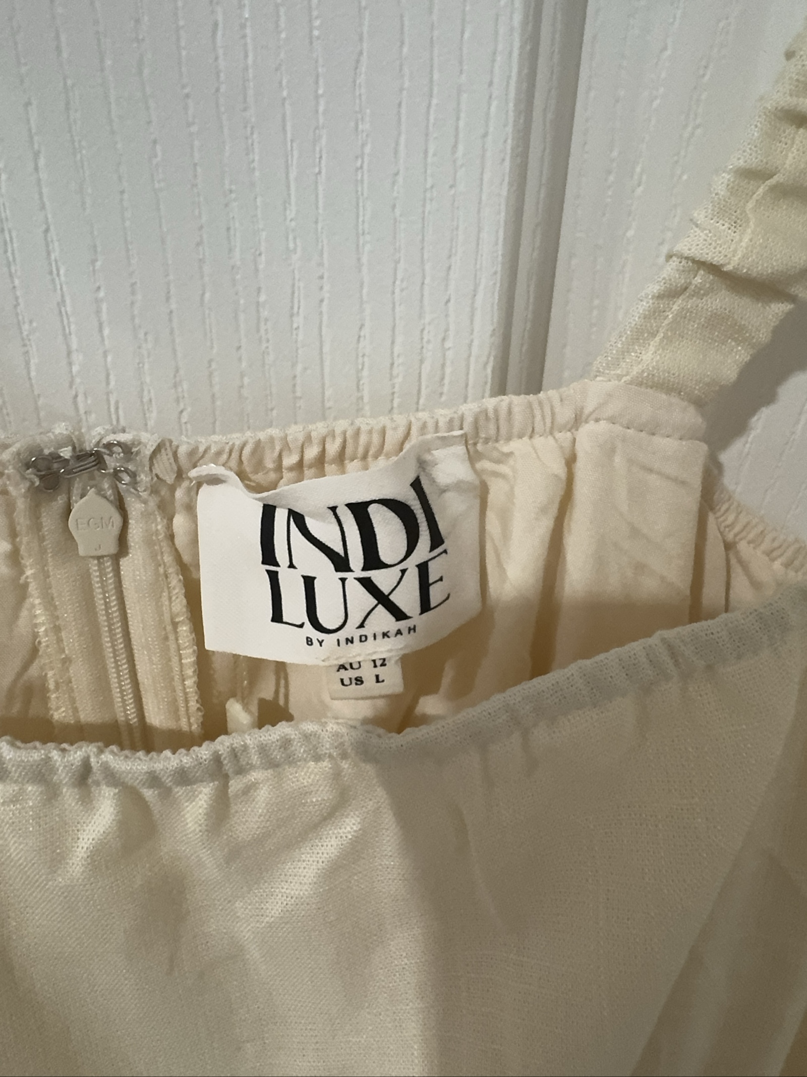 Indi Luxe Cream Peplum Playsuit AU 12 US L Elastic Waist image 2
