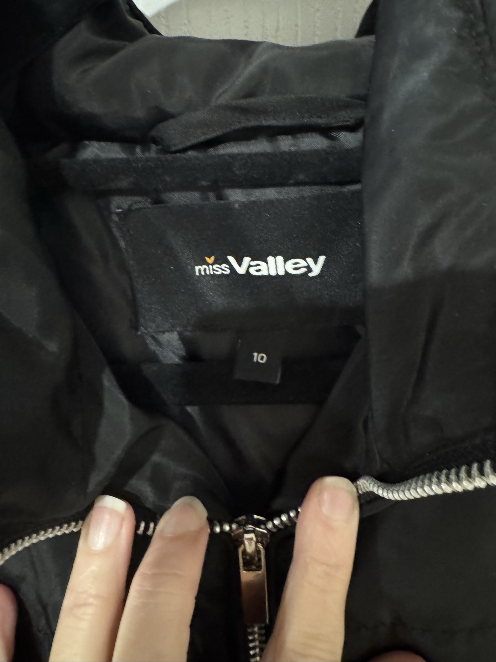 Miss Valley Black Puffer Gilet Vest Size 10 Faux Fur Hood image 2