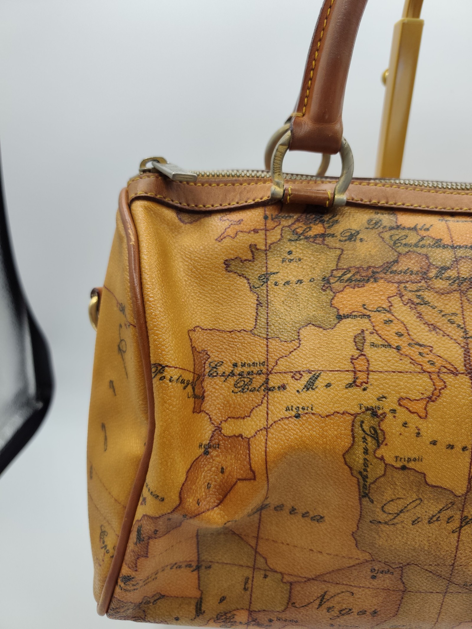 Alviero Martini Brown Geo Print Leather Boston Bag Prima Classe image 3