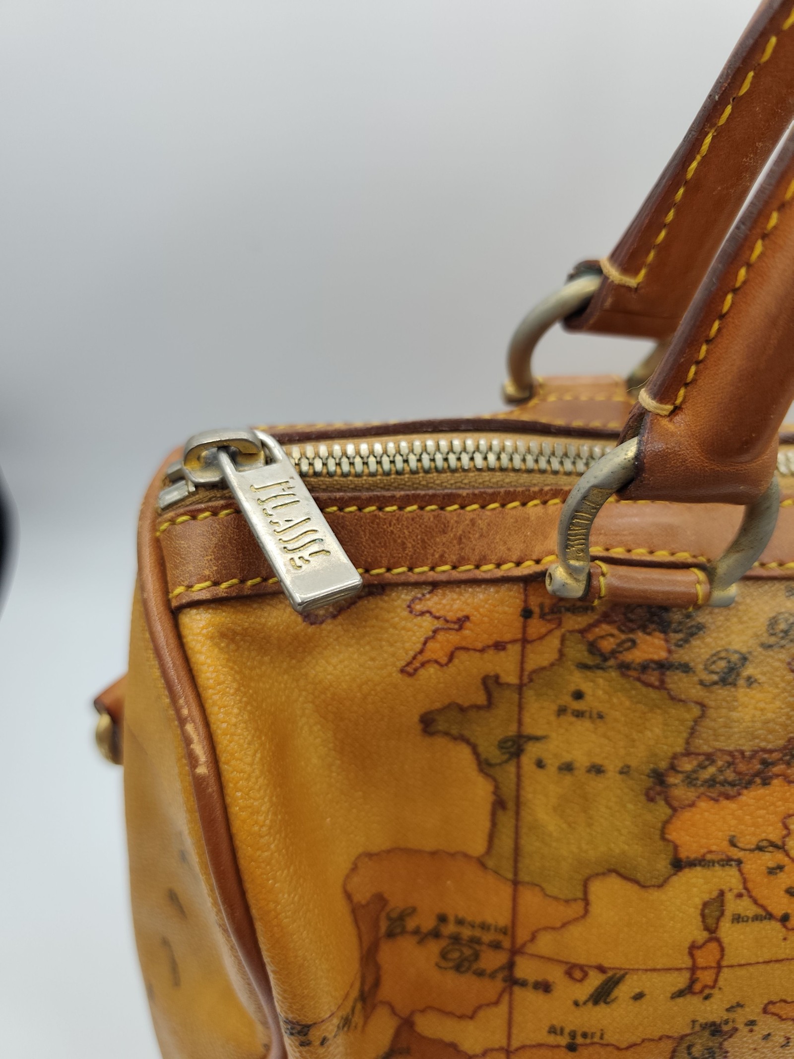 Alviero Martini Brown Geo Print Leather Boston Bag Prima Classe image 4