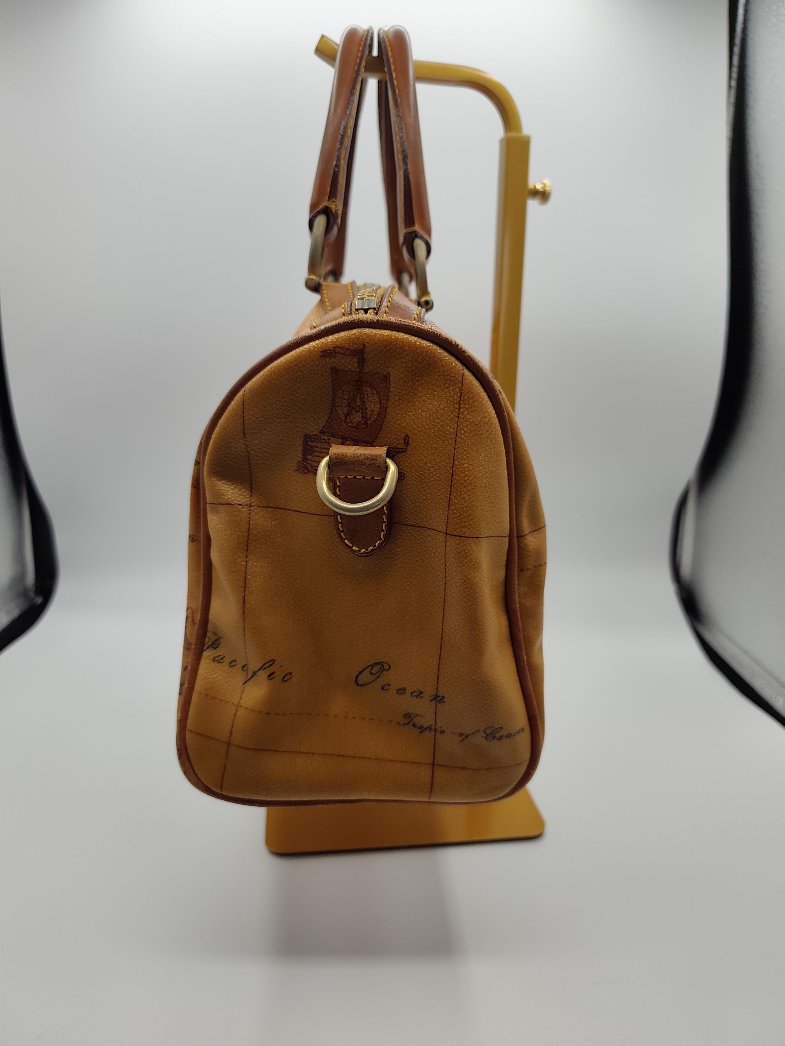 Alviero Martini Brown Geo Print Leather Boston Bag Prima Classe image 5