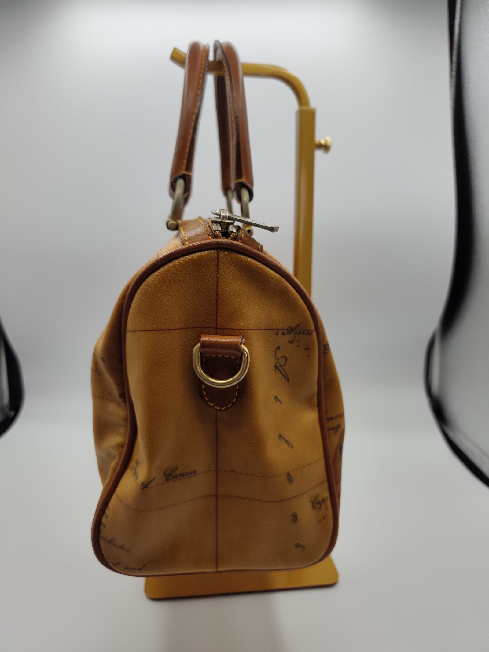 Alviero Martini Brown Geo Print Leather Boston Bag Prima Classe image 6