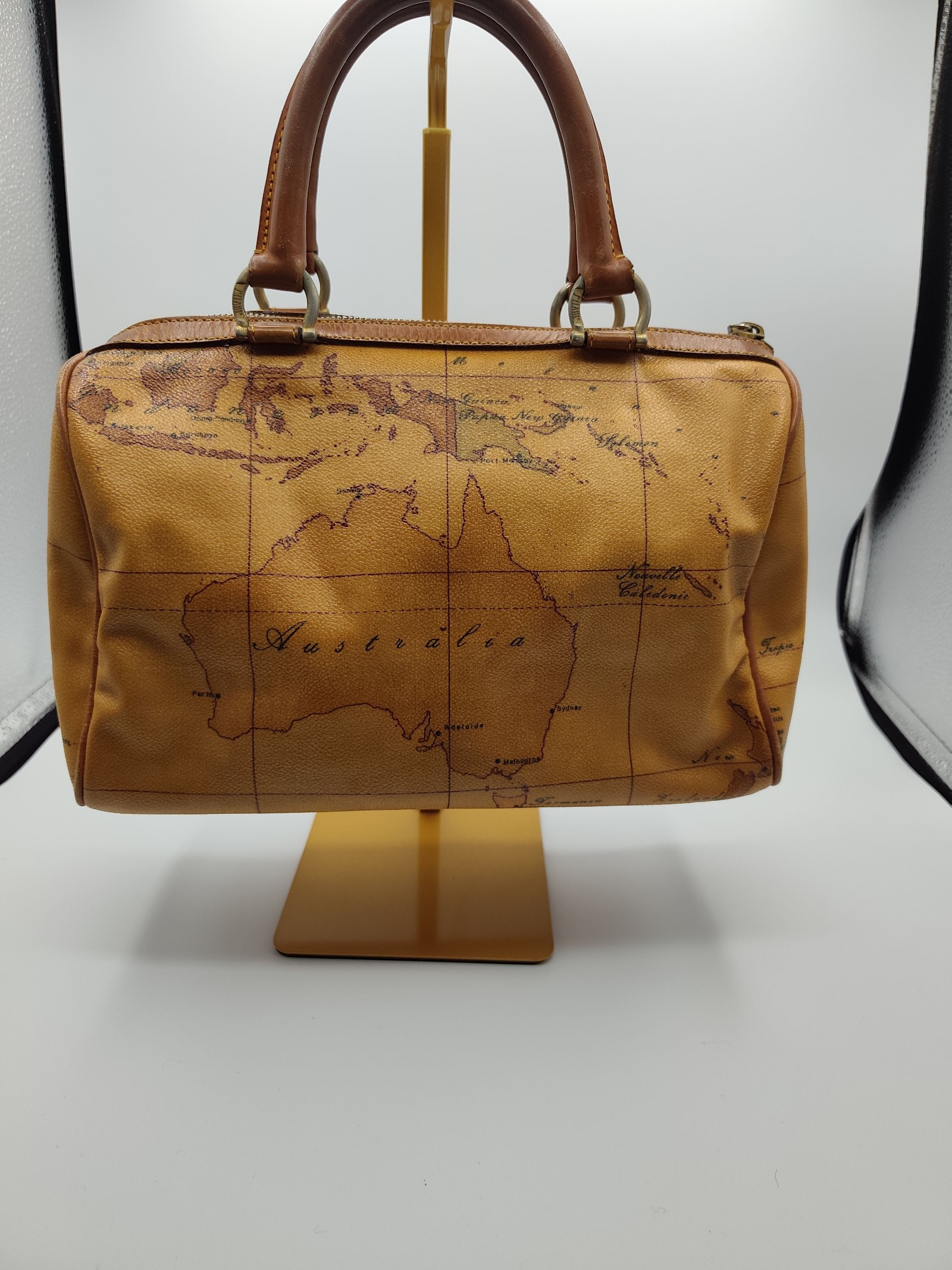 Alviero Martini Brown Geo Print Leather Boston Bag Prima Classe image 7