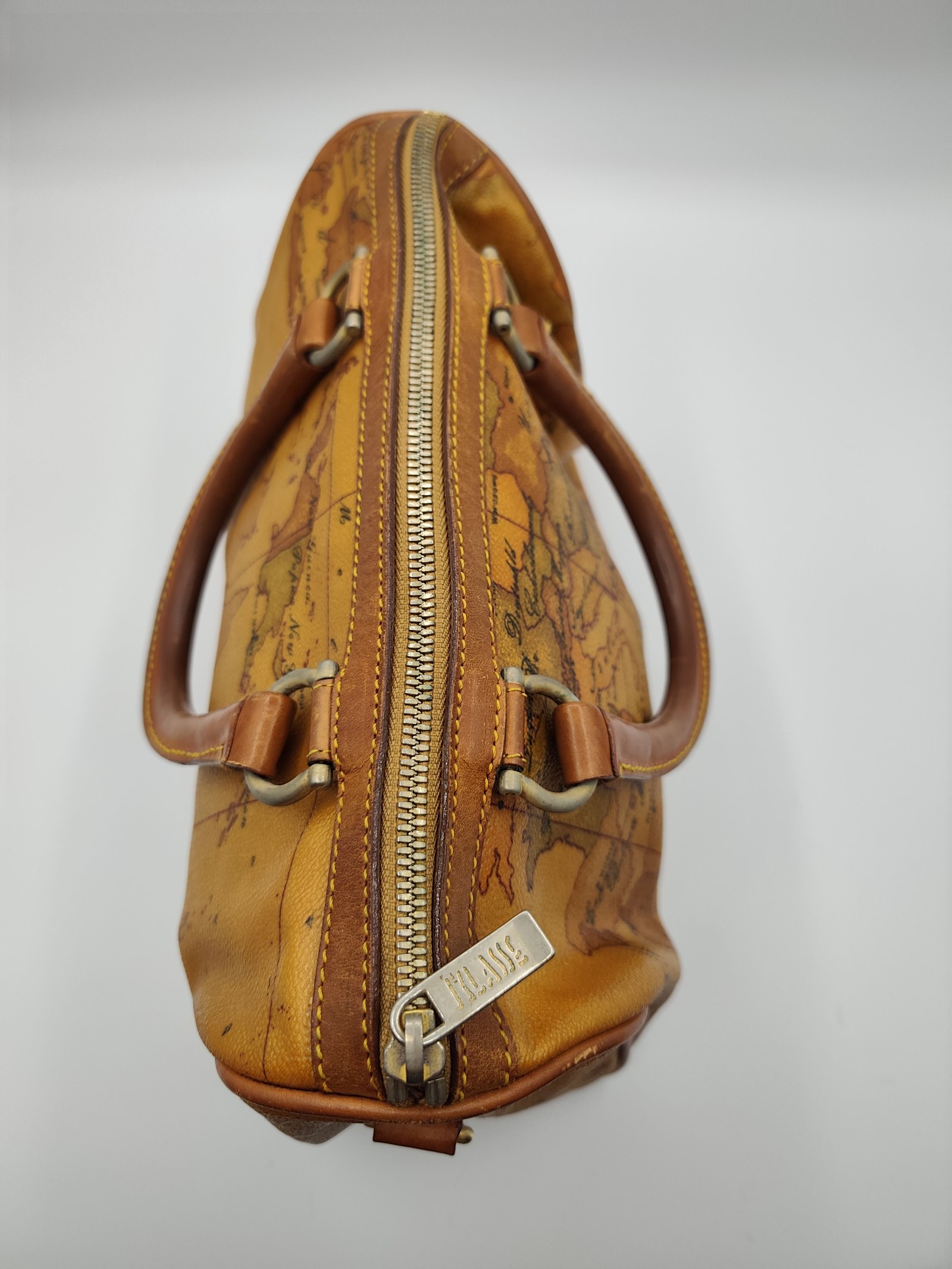 Alviero Martini Brown Geo Print Leather Boston Bag Prima Classe image 10