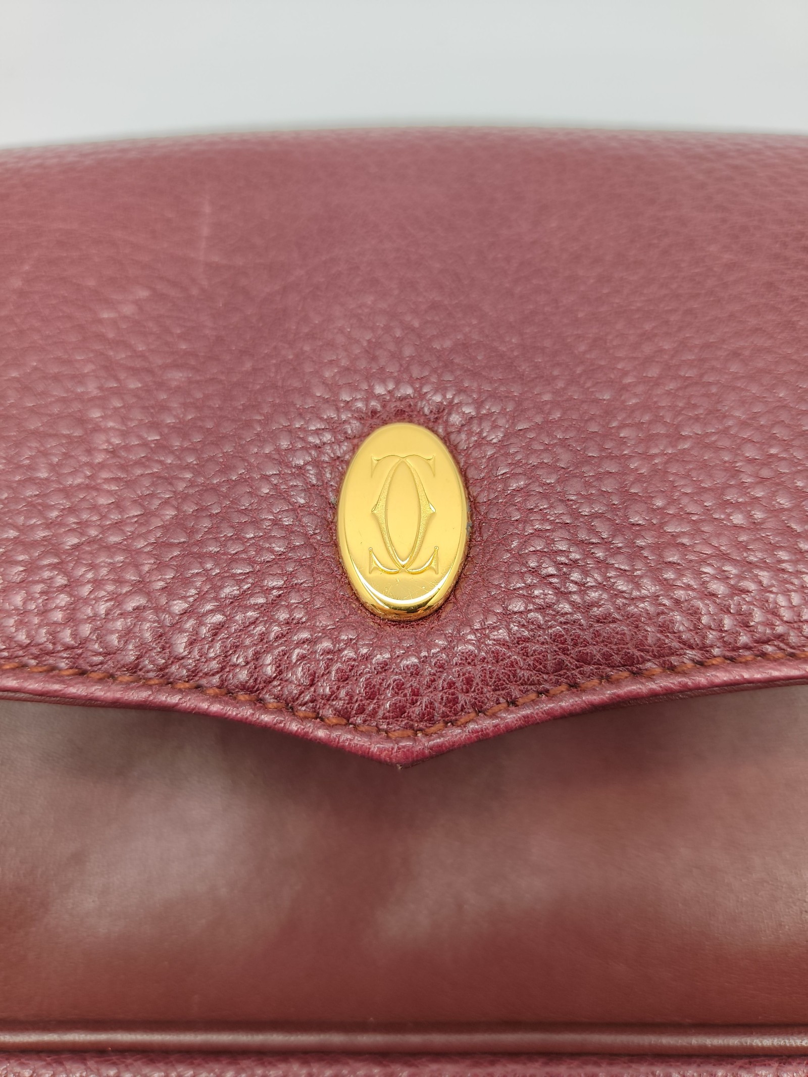 Cartier Burgundy Leather Clutch Bag Women image 4