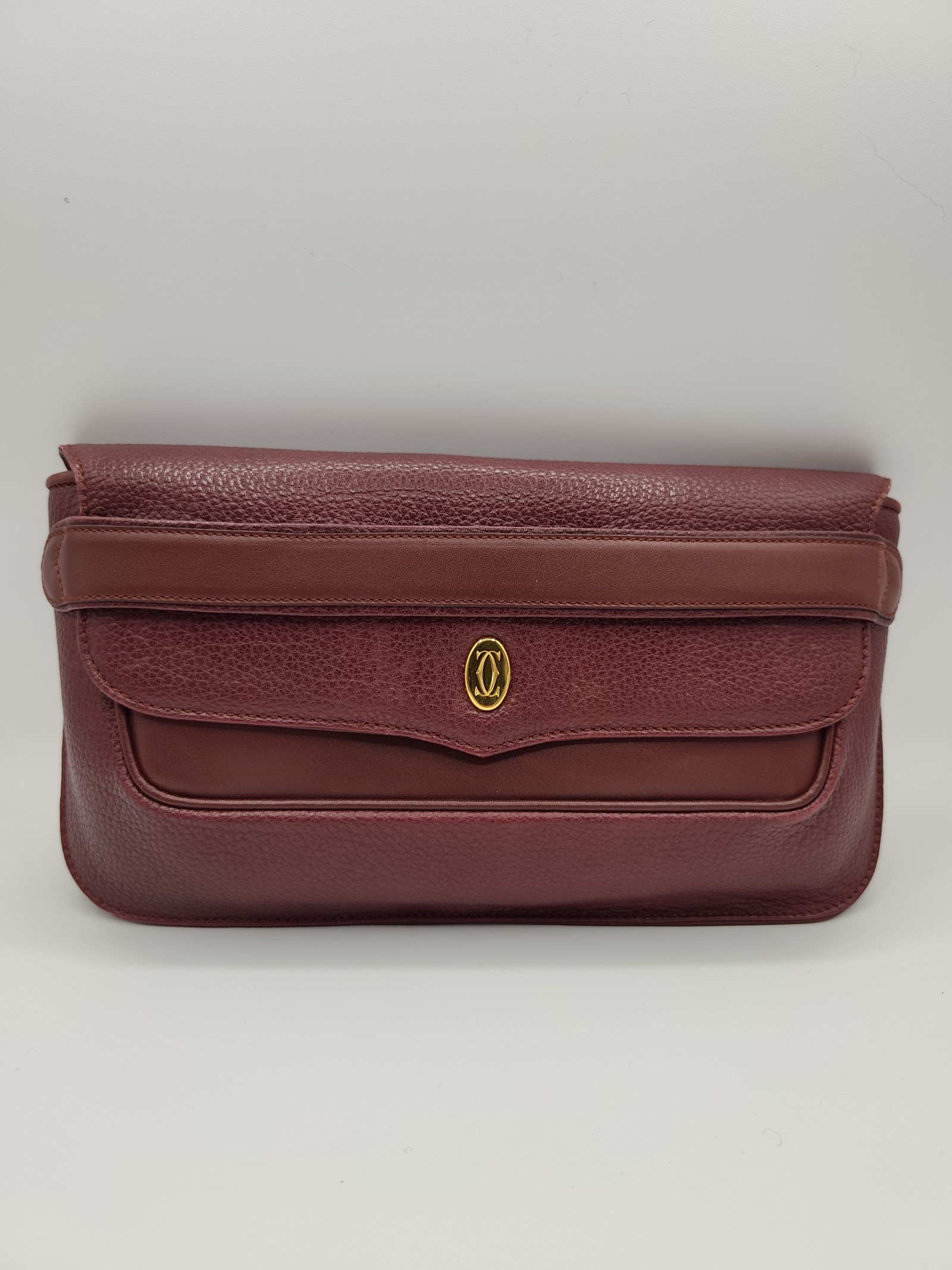 Cartier Burgundy Leather Clutch Bag Women image 8