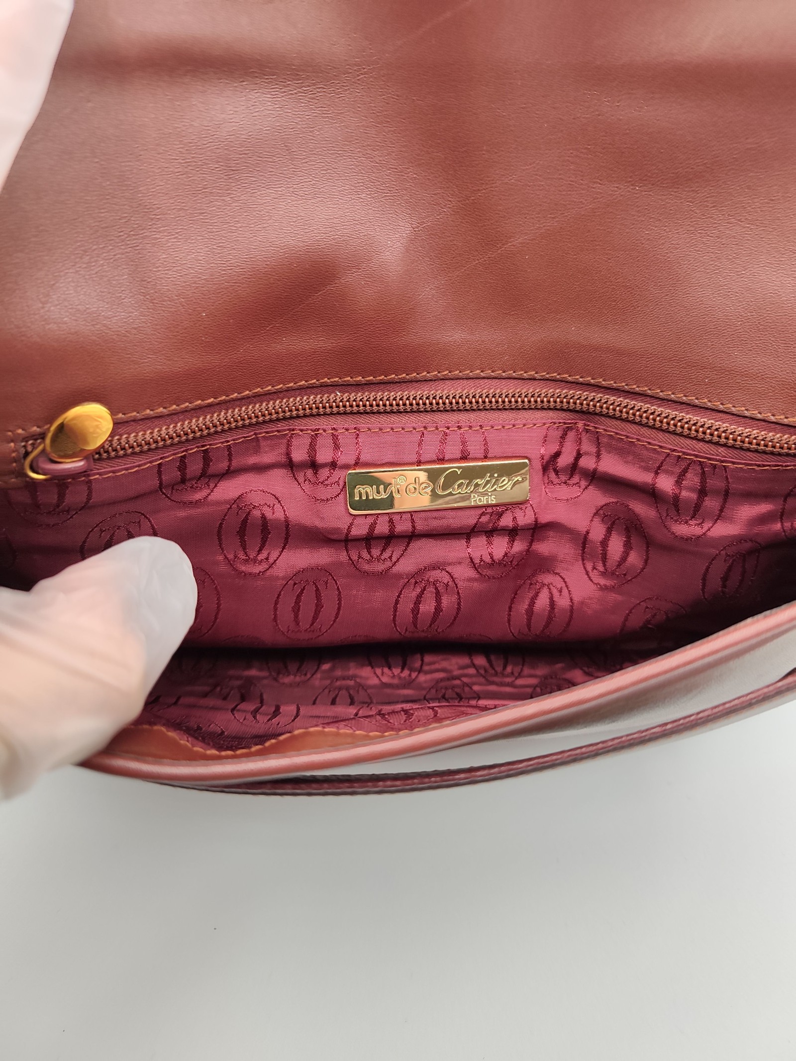 Cartier Burgundy Leather Clutch Bag Women image 9