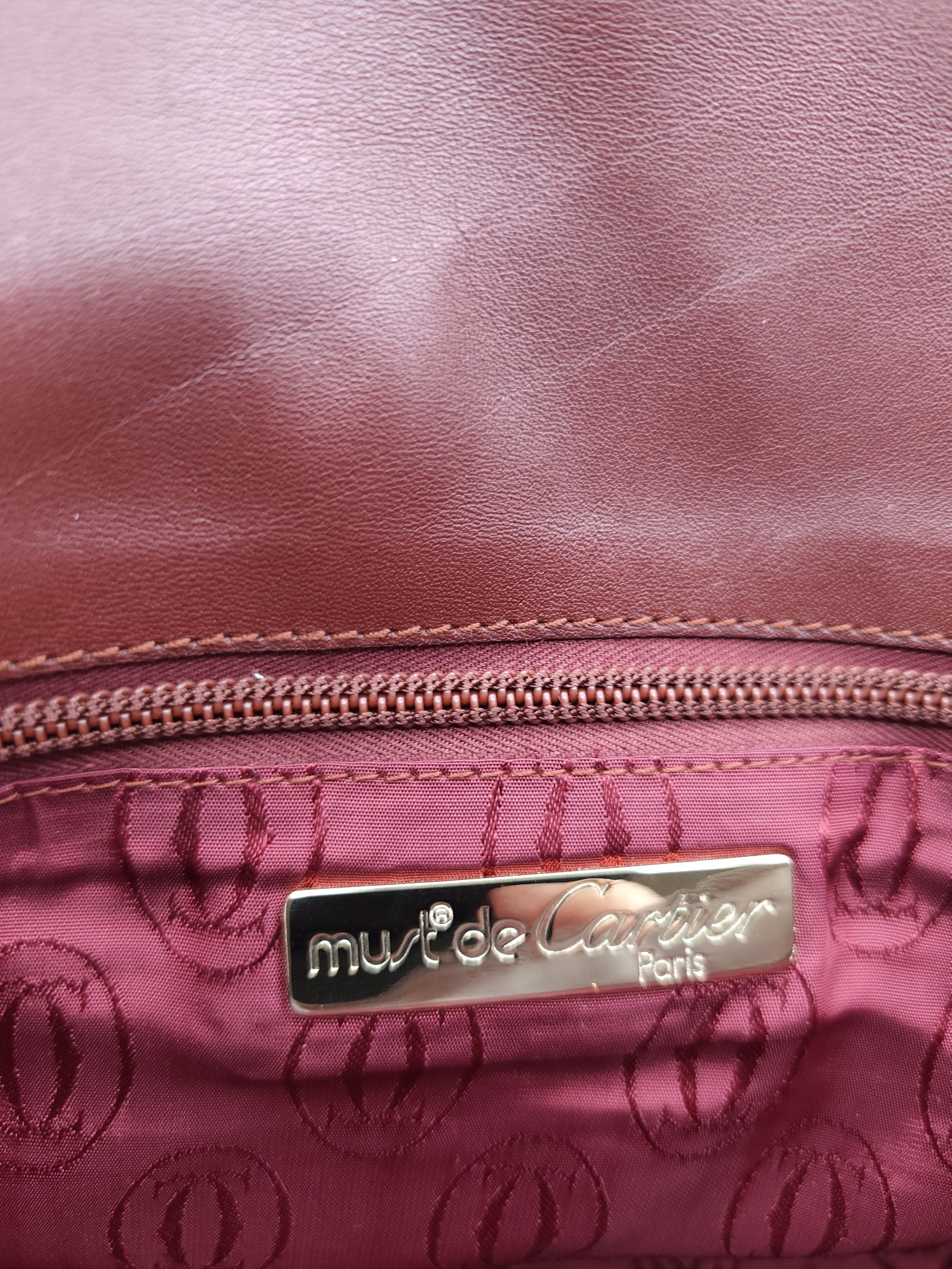 Cartier Burgundy Leather Clutch Bag Women image 10