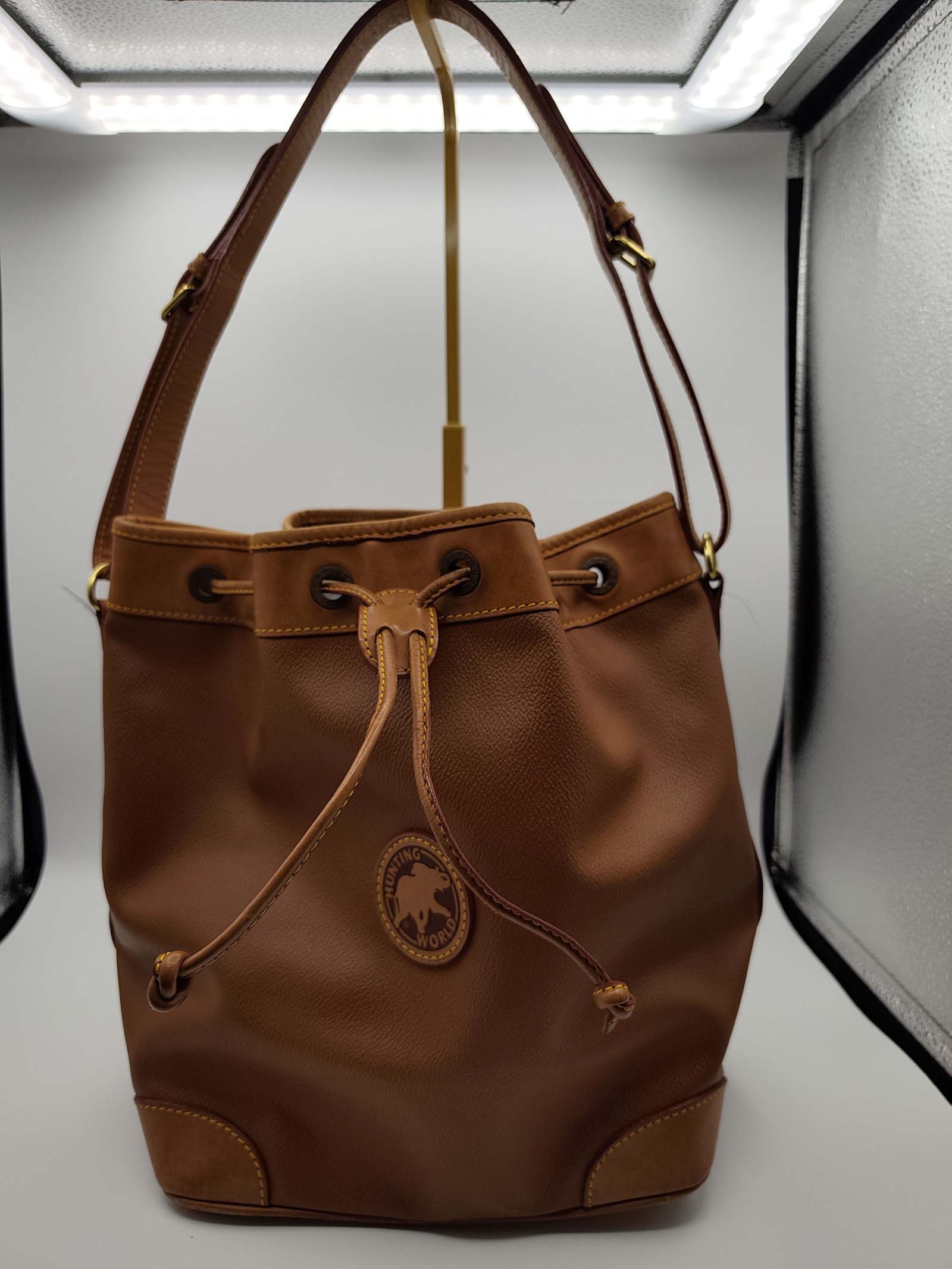 Hunting World Brown Leather Bucket Bag Women
