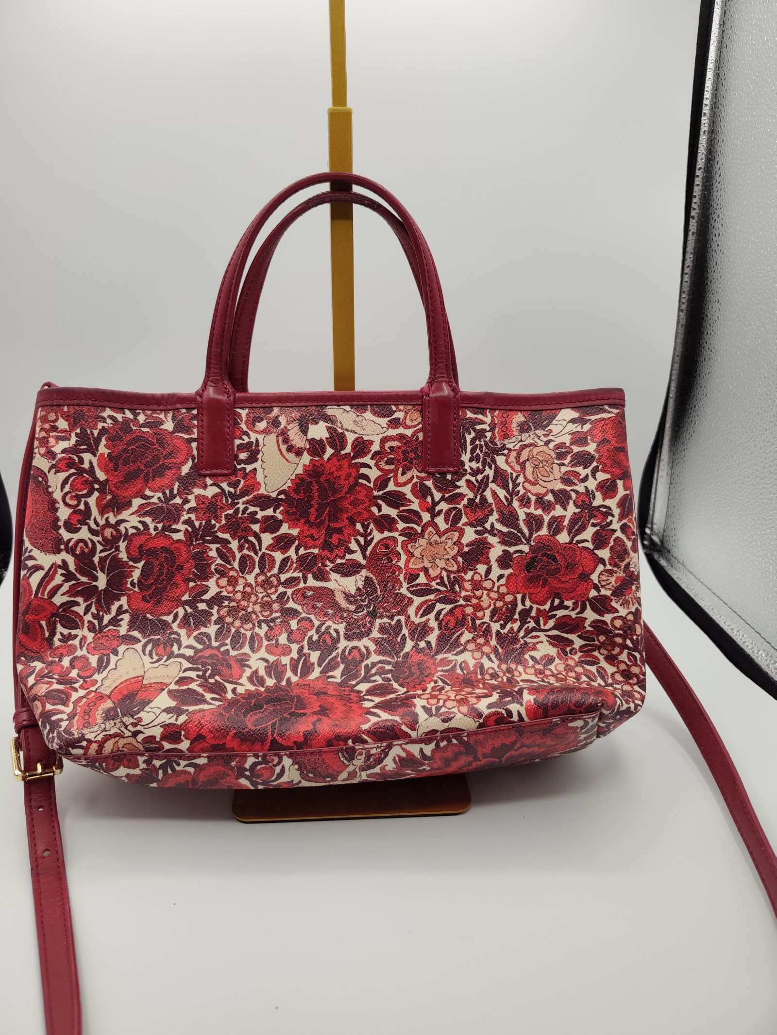 Tory Burch Red & Multi Floral Tote Bag image 5