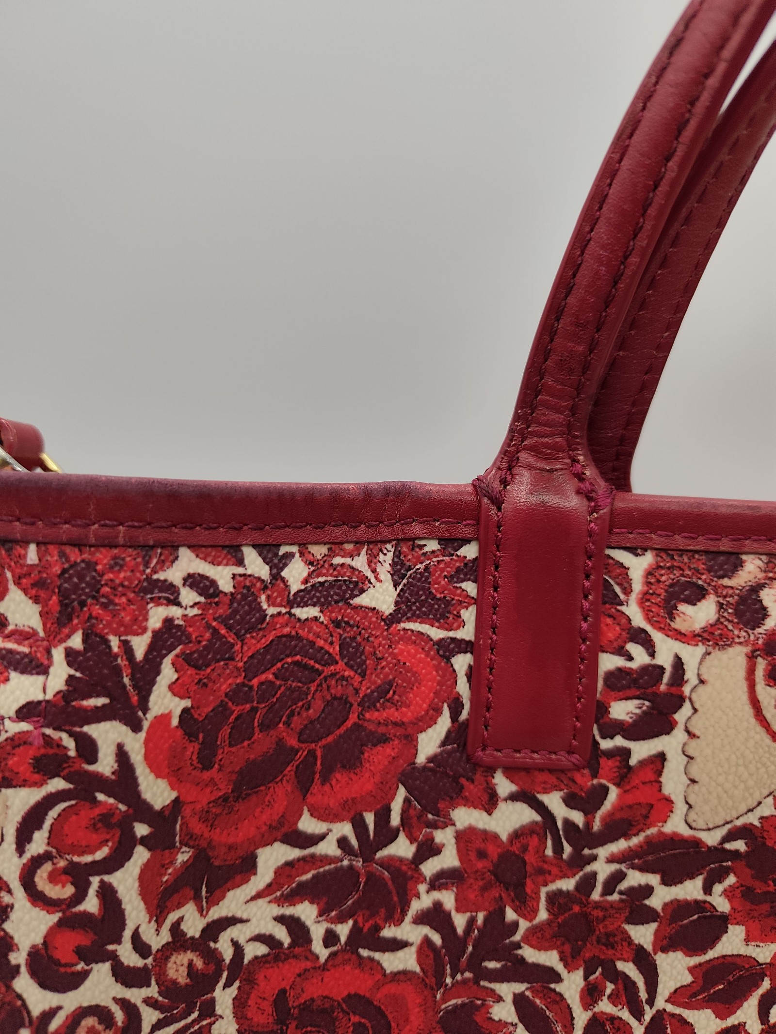 Tory Burch Red & Multi Floral Tote Bag image 6