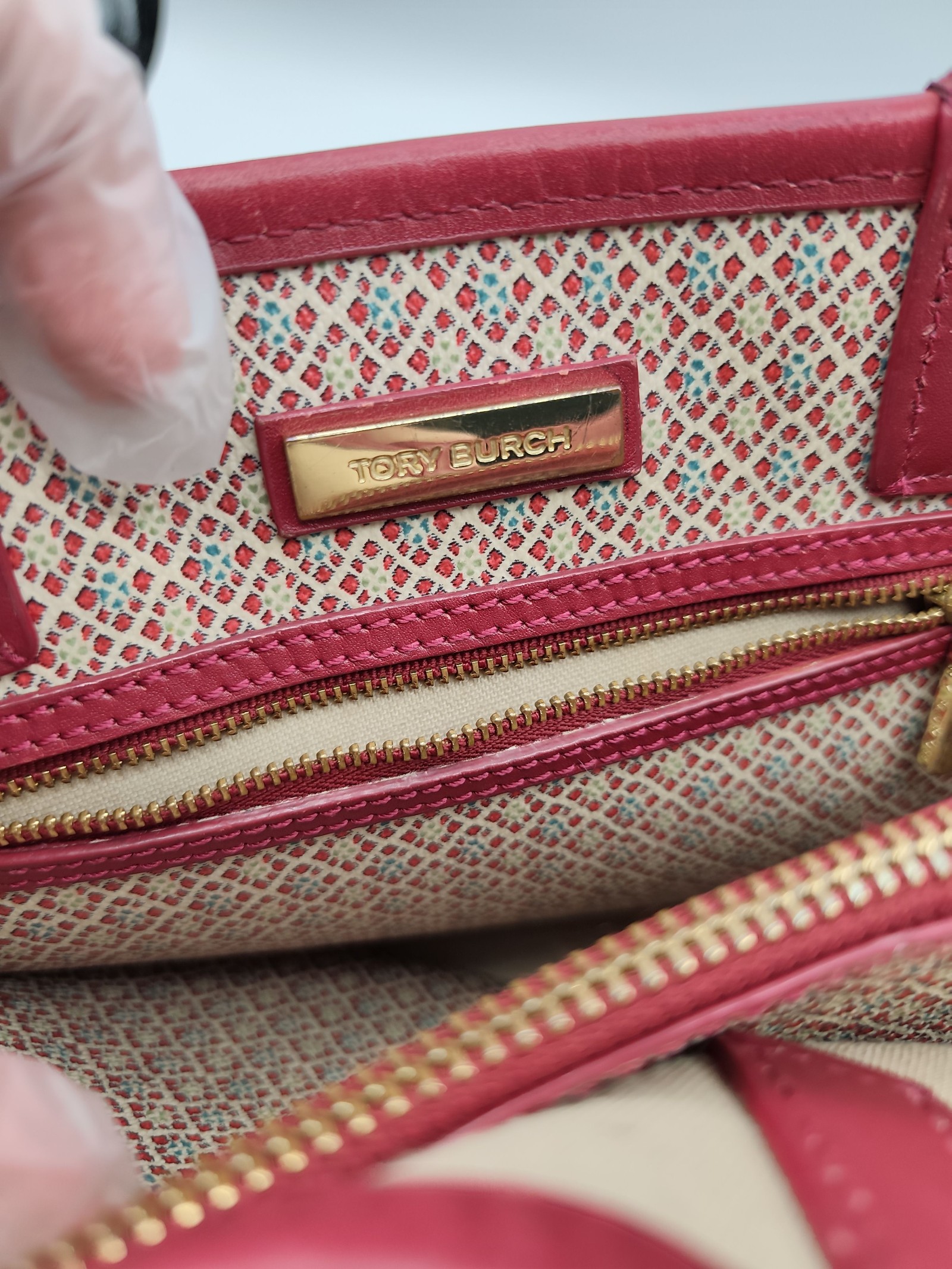 Tory Burch Red & Multi Floral Tote Bag image 9