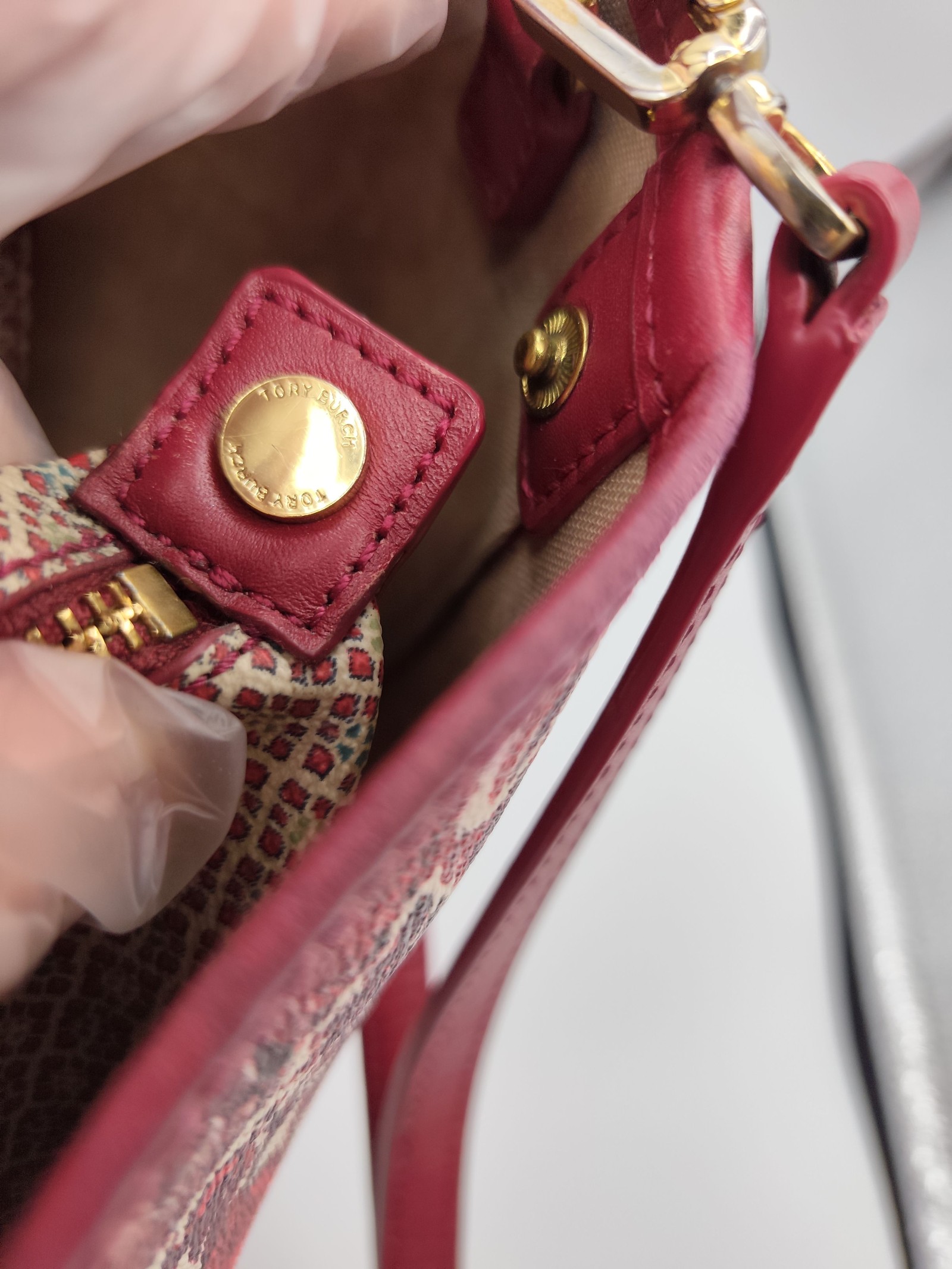 Tory Burch Red & Multi Floral Tote Bag image 10