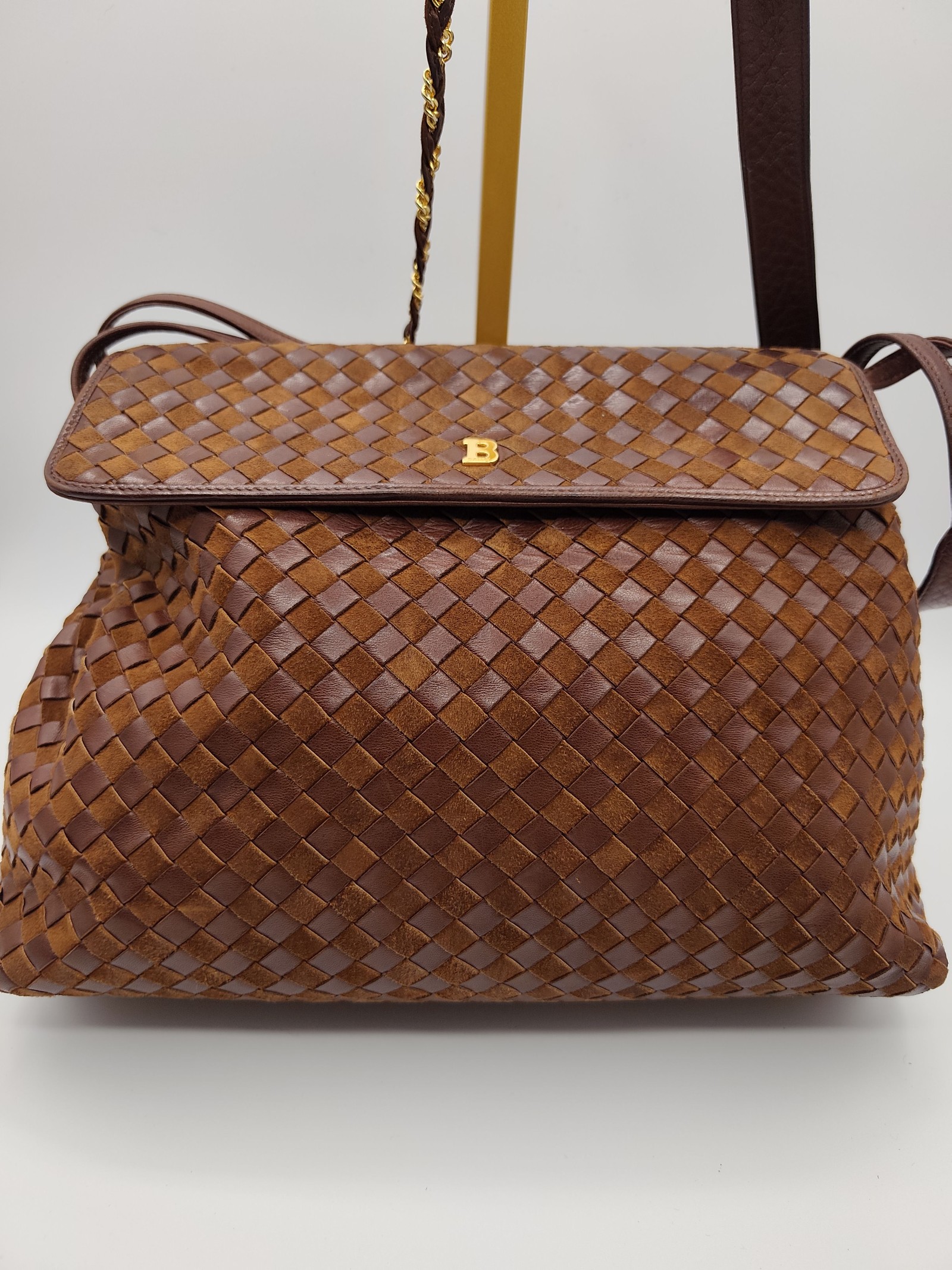 Bally Brown Woven Leather Crossbody Bag image 2