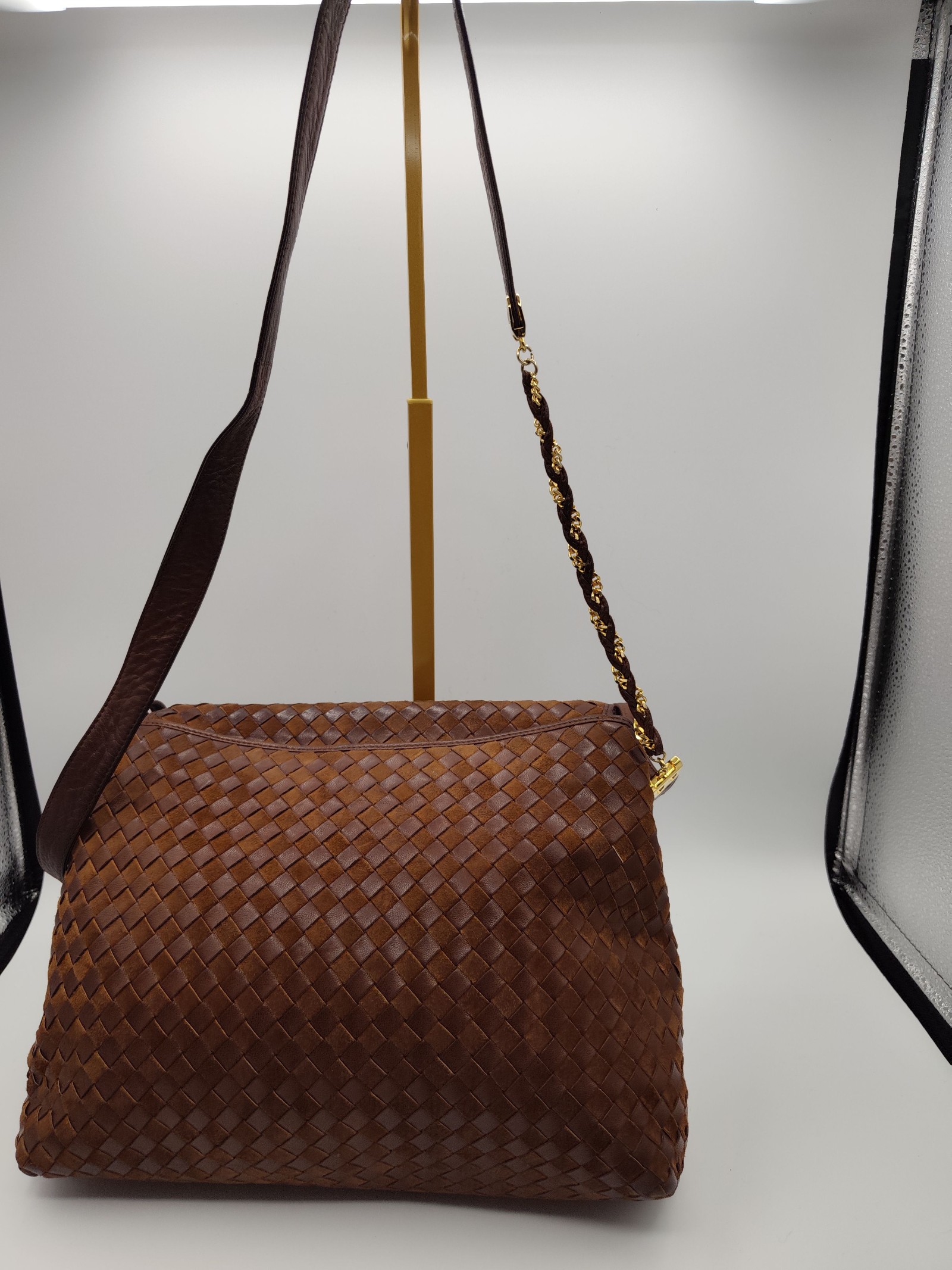 Bally Brown Woven Leather Crossbody Bag image 4