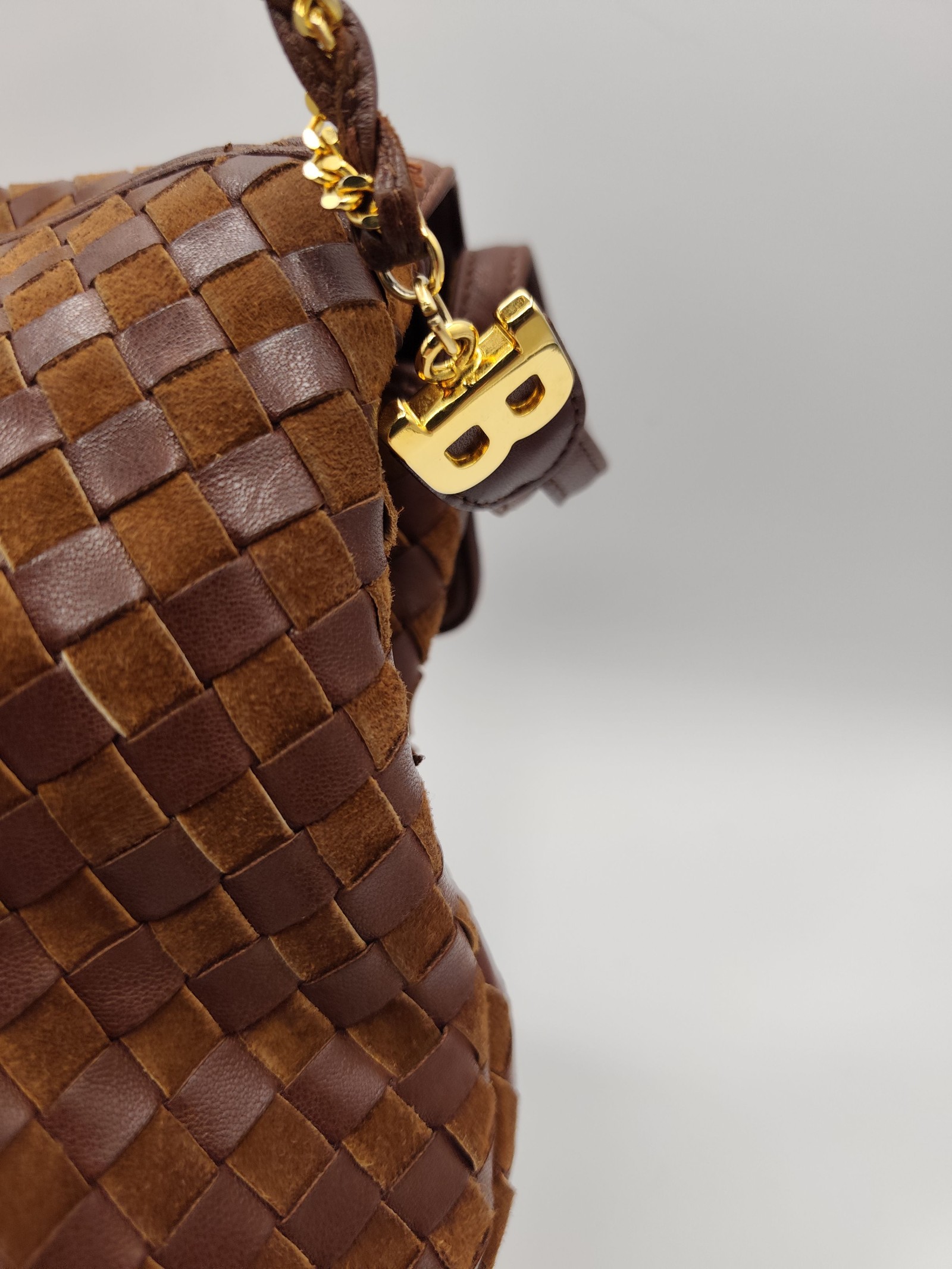 Bally Brown Woven Leather Crossbody Bag image 5